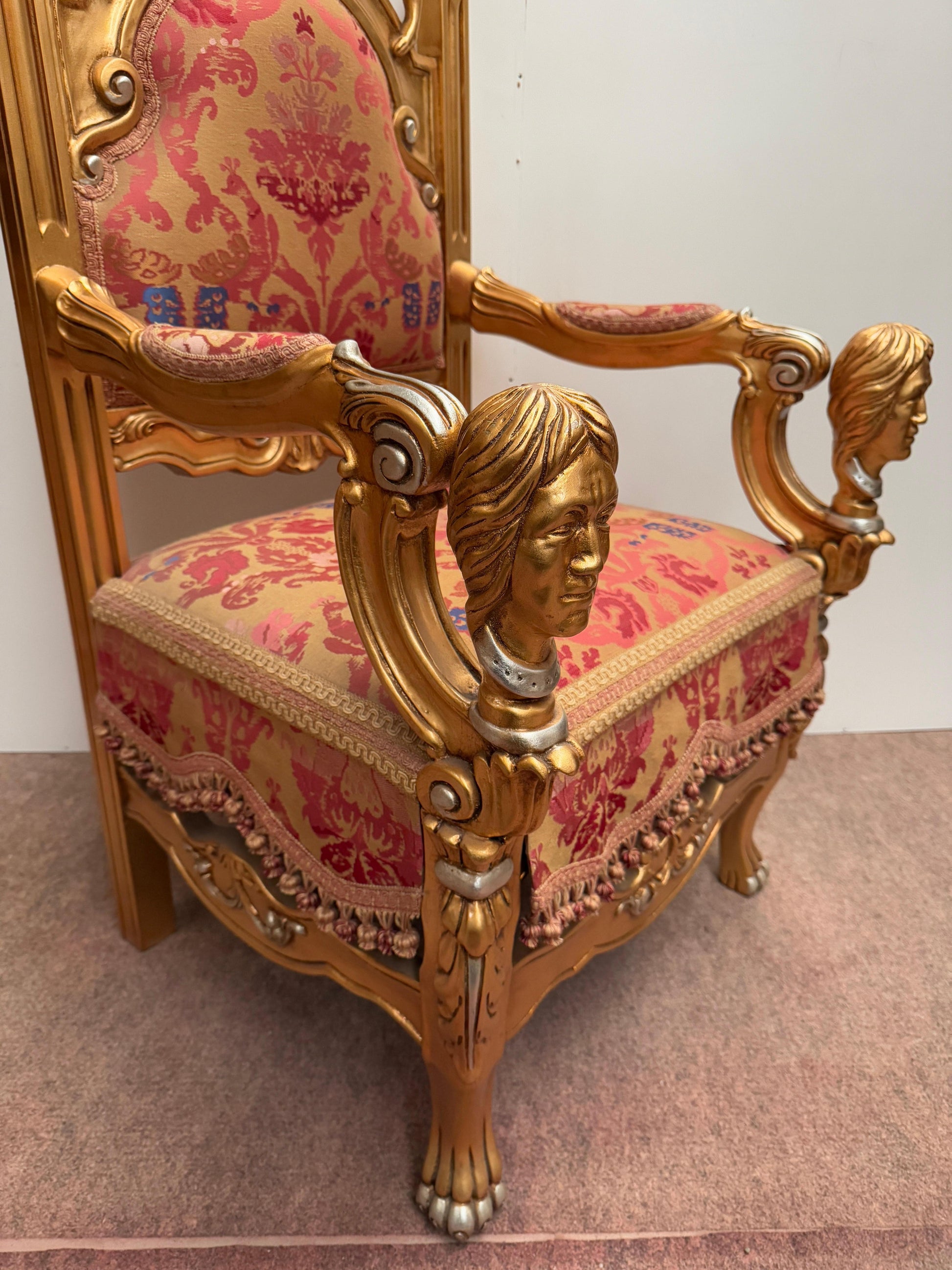 Trono reale barocco italiano dorato – Poltrona del re 1970