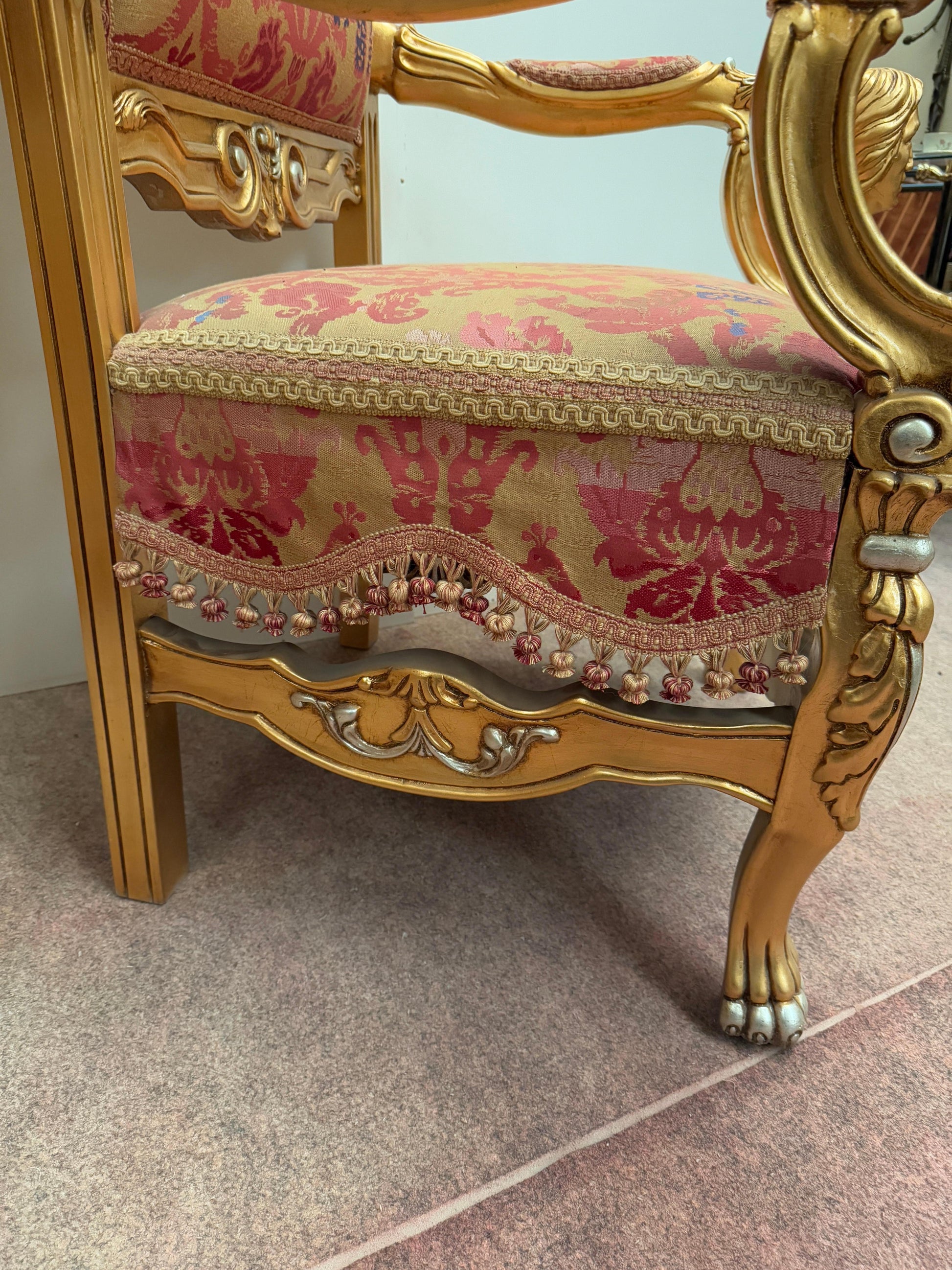 Trono reale barocco italiano dorato – Poltrona del re 1970