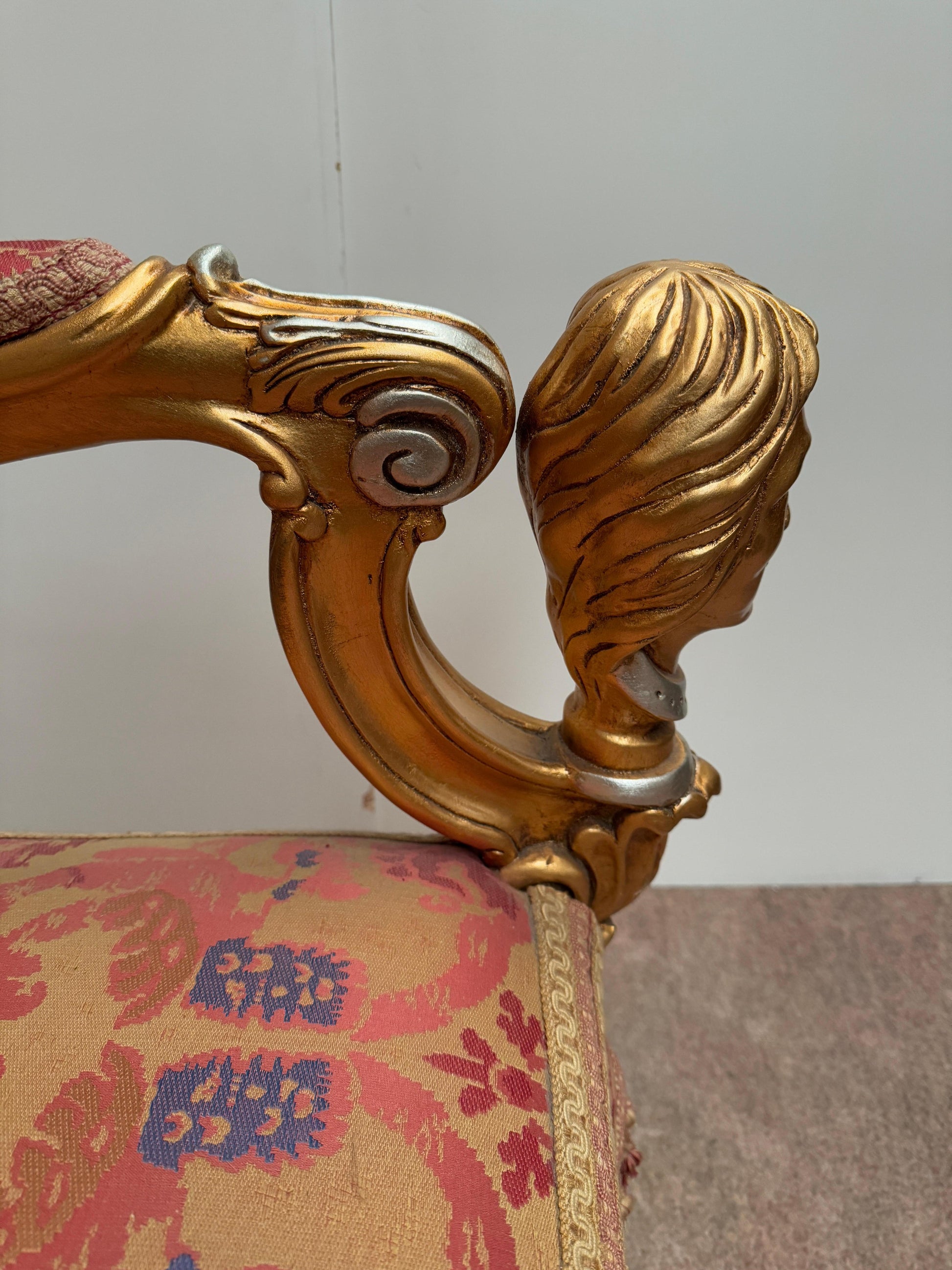 Trono reale barocco italiano dorato – Poltrona del re 1970