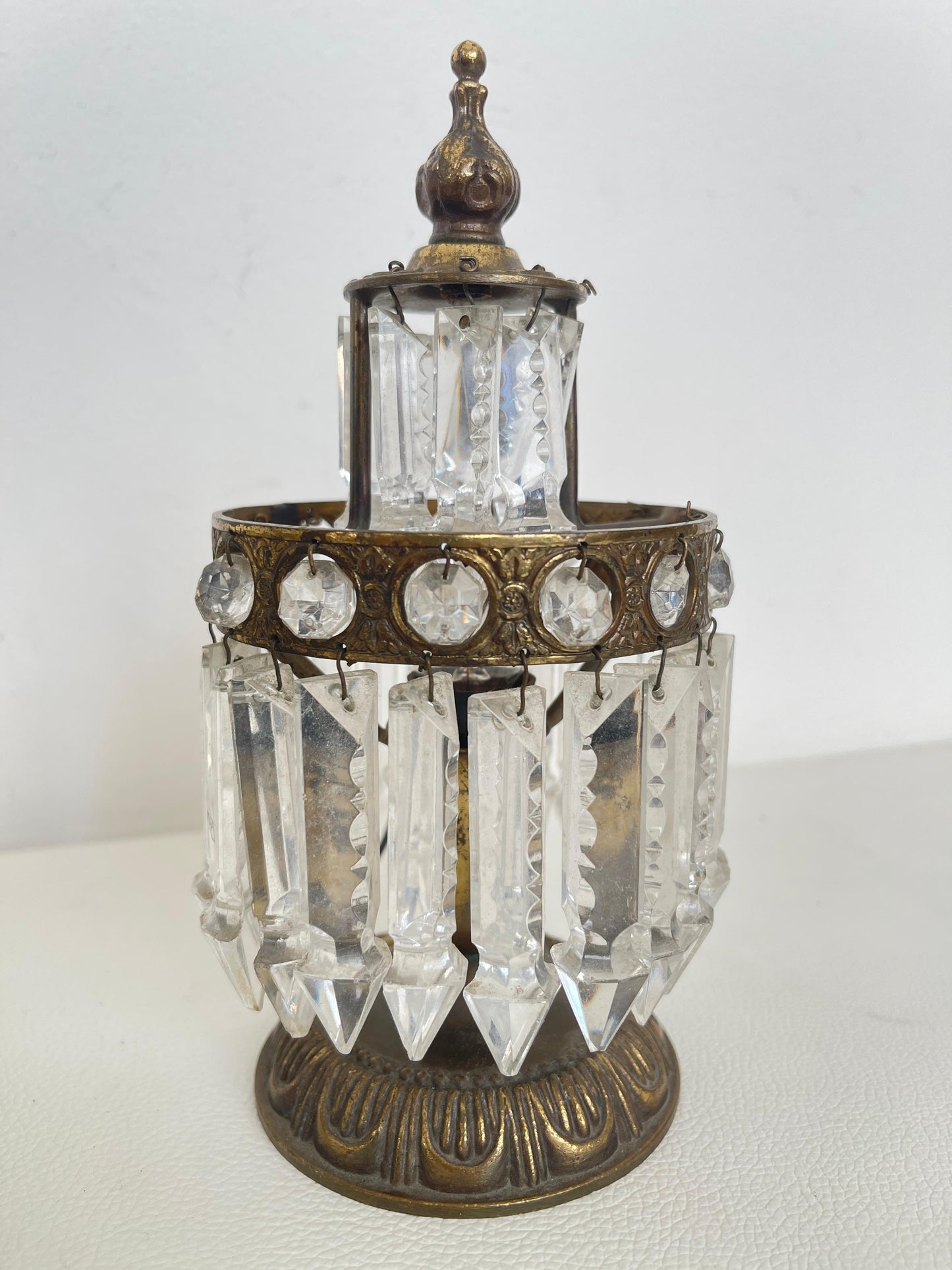 Coppia di Lampade Vintage in Stile Impero con Cristalli, Italia, anni '70