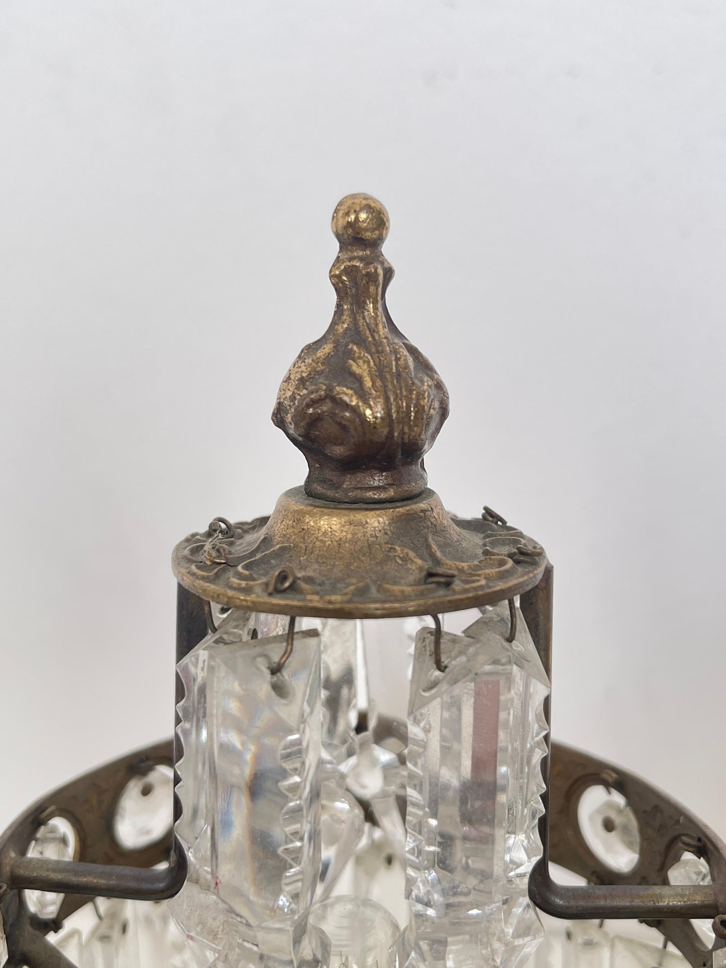 Coppia di Lampade Vintage in Stile Impero con Cristalli, Italia, anni '70