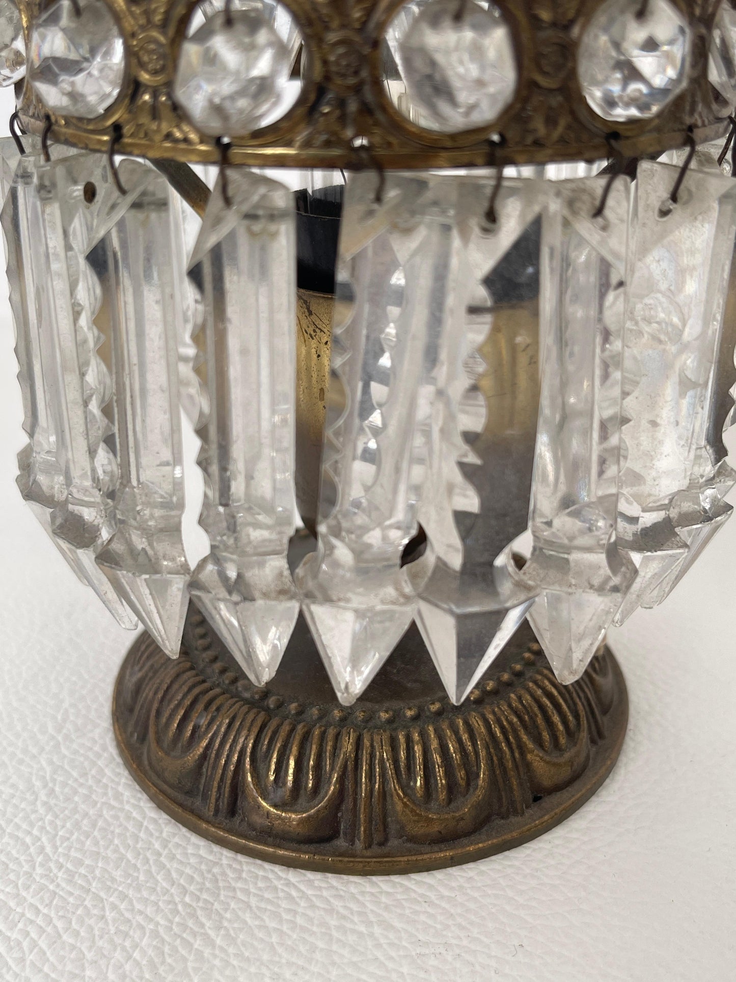 Coppia di Lampade Vintage in Stile Impero con Cristalli, Italia, anni '70