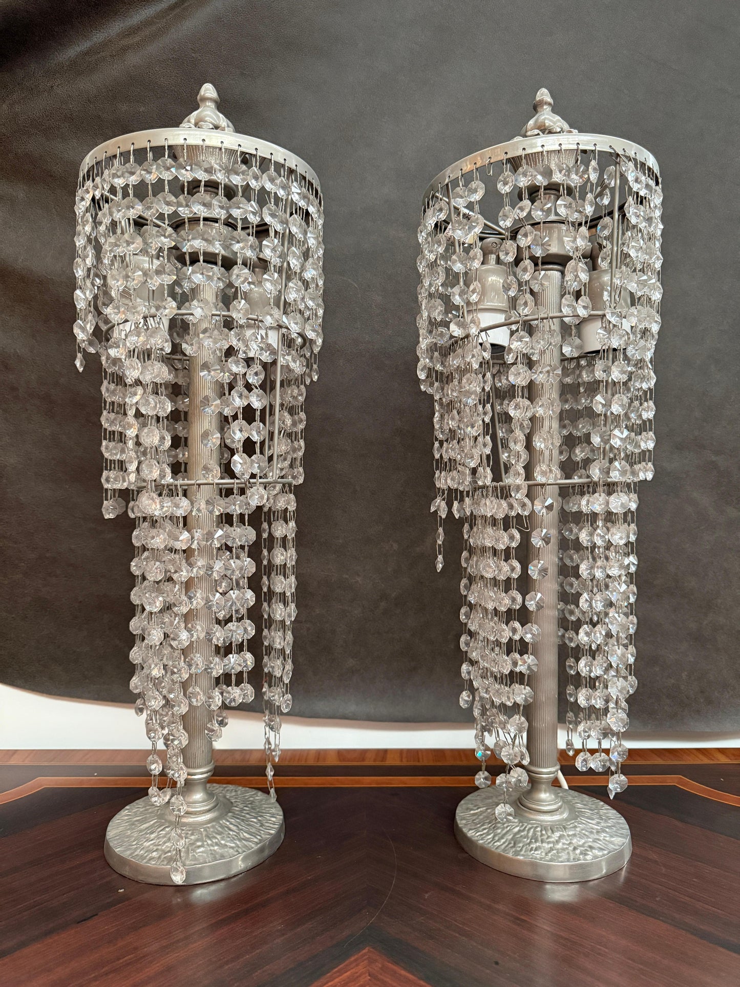 Coppia di lampade da tavolo eleganti rugiano in stile classico italiano anni '80