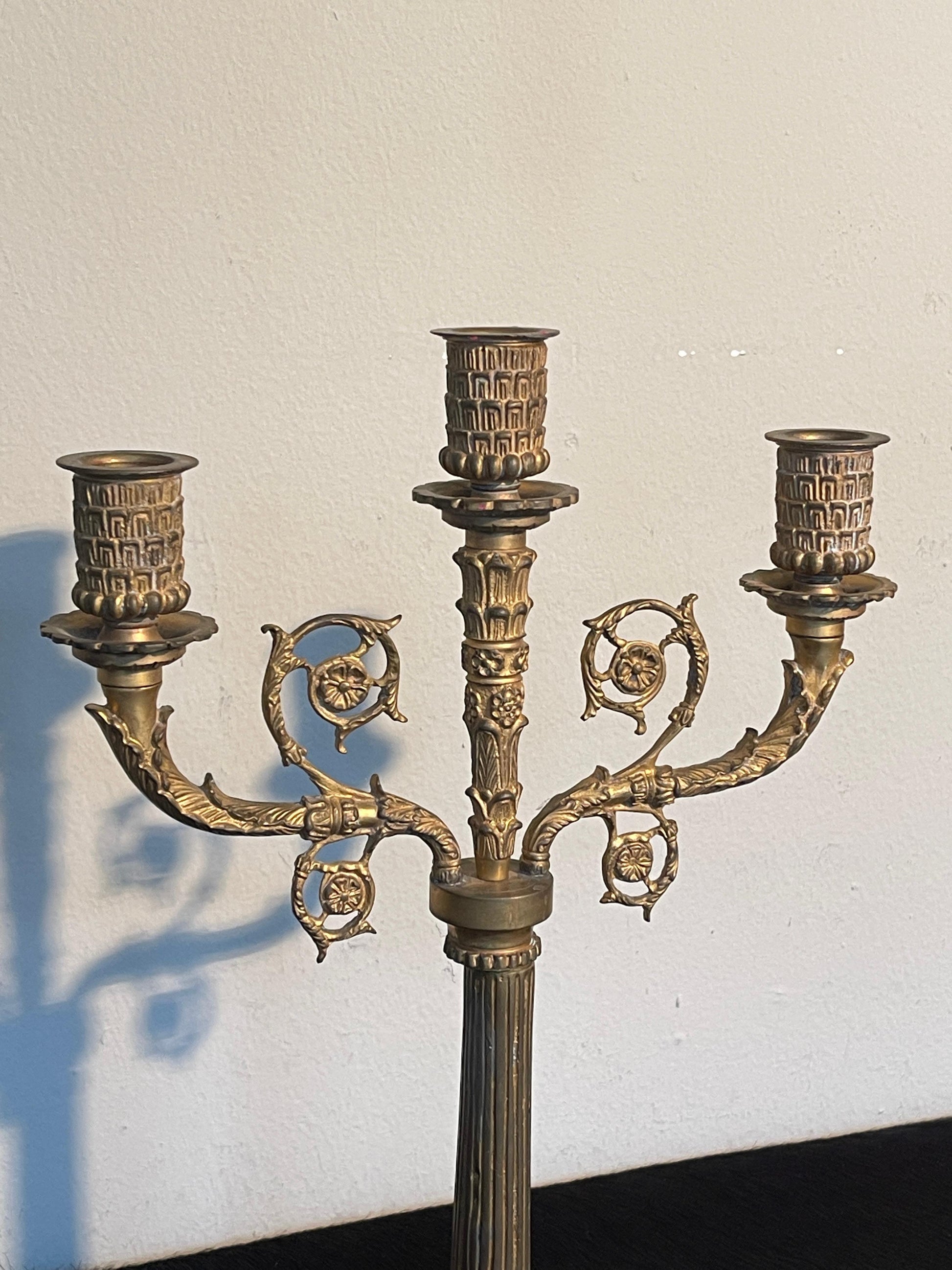 Elegante Coppia di Candelabri in Bronzo Dorato - Stile Classico