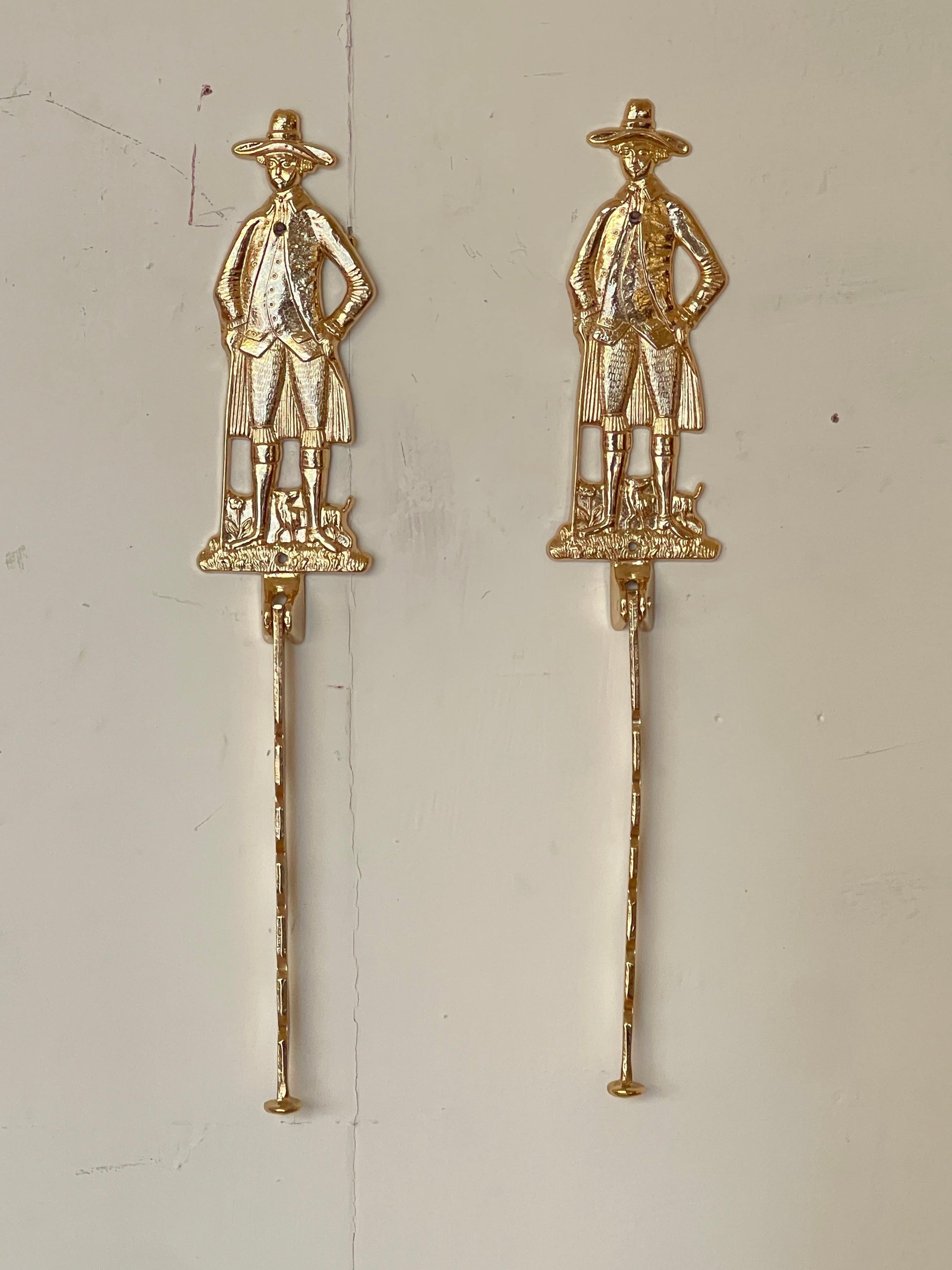 Set di 2 Ganci da Parete Cowboy in Ottone - Stile Vintage