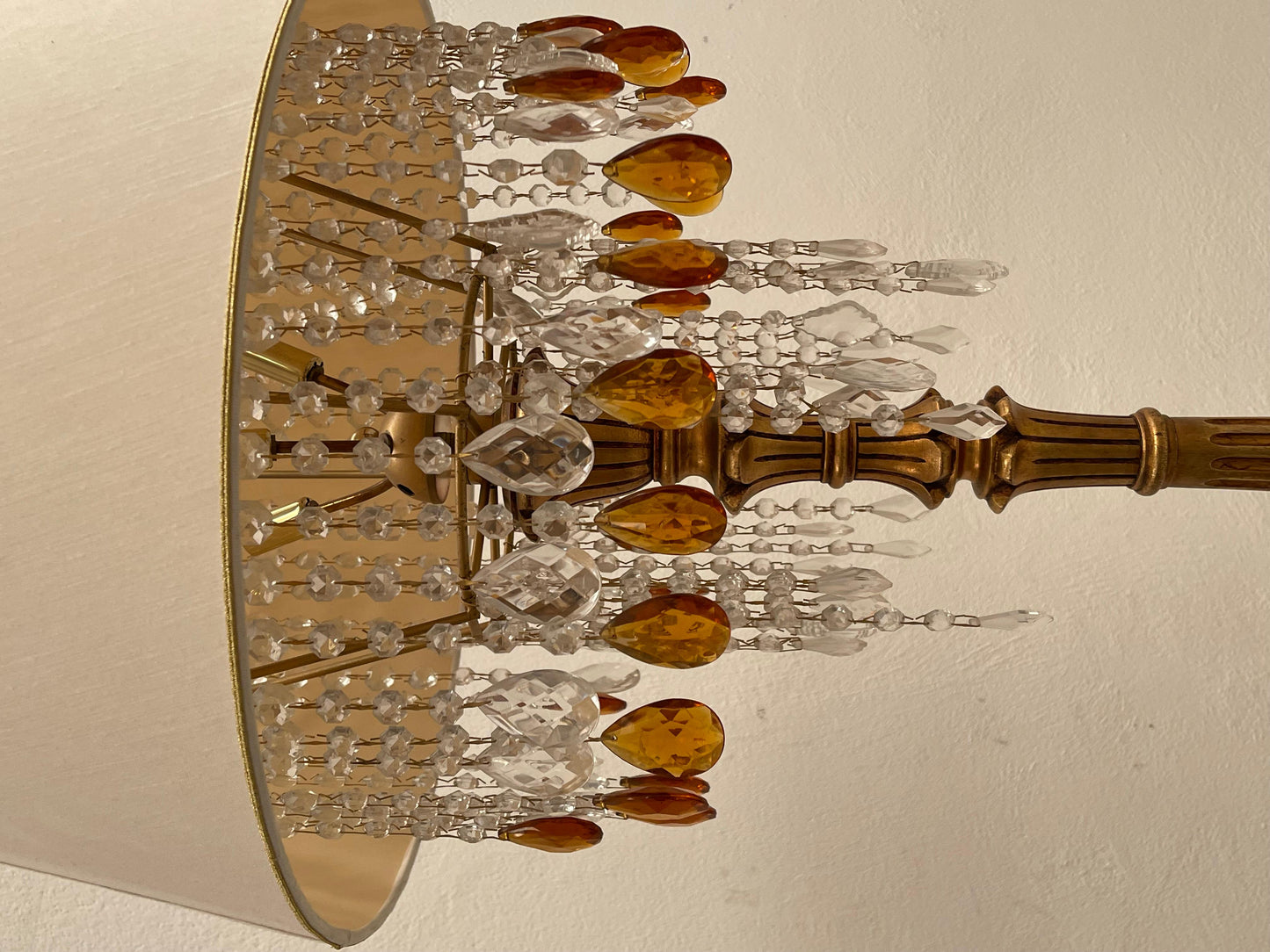 Lampara coche cristallo legno oro XIX