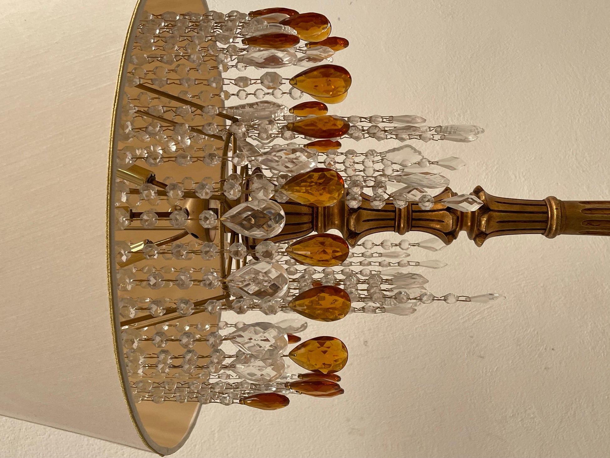 Lampara coche cristallo legno oro XIX