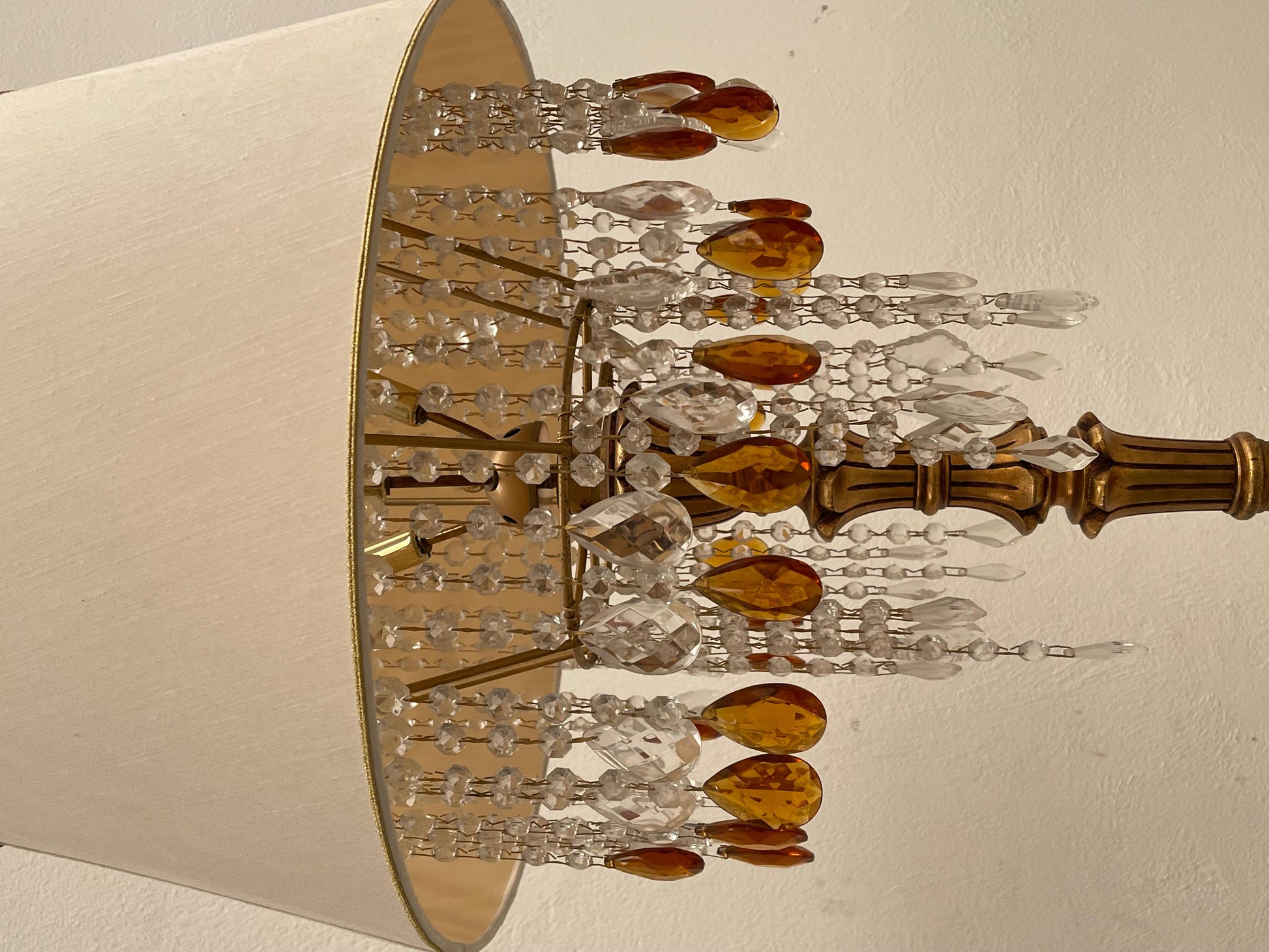 Lampara coche cristallo legno oro XIX