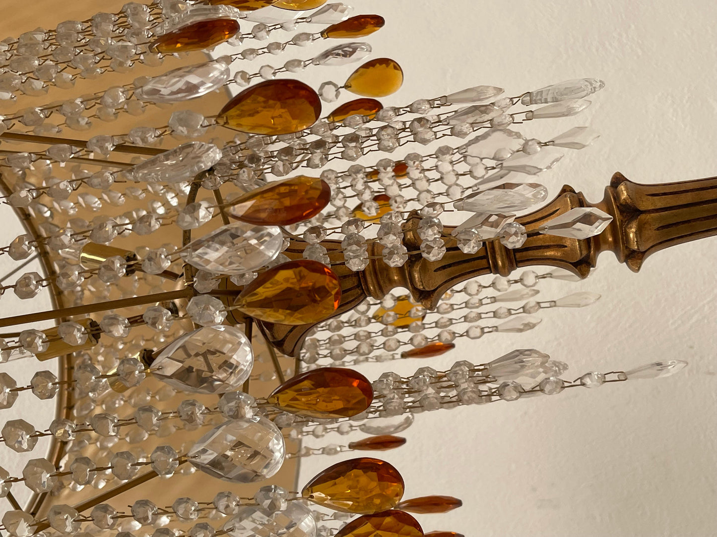 Lampara coche cristallo legno oro XIX