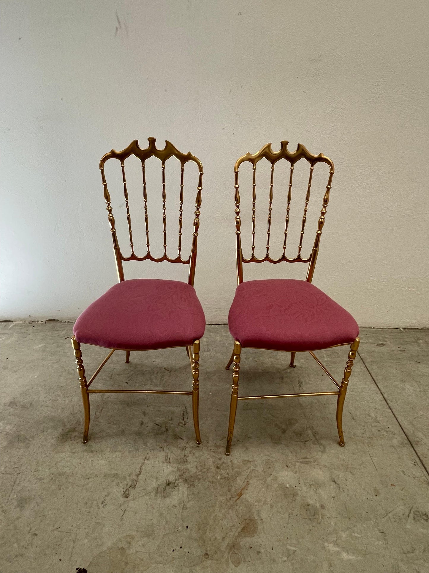 Coppia sedie Italian large Chiavari Brass ottone Dorado