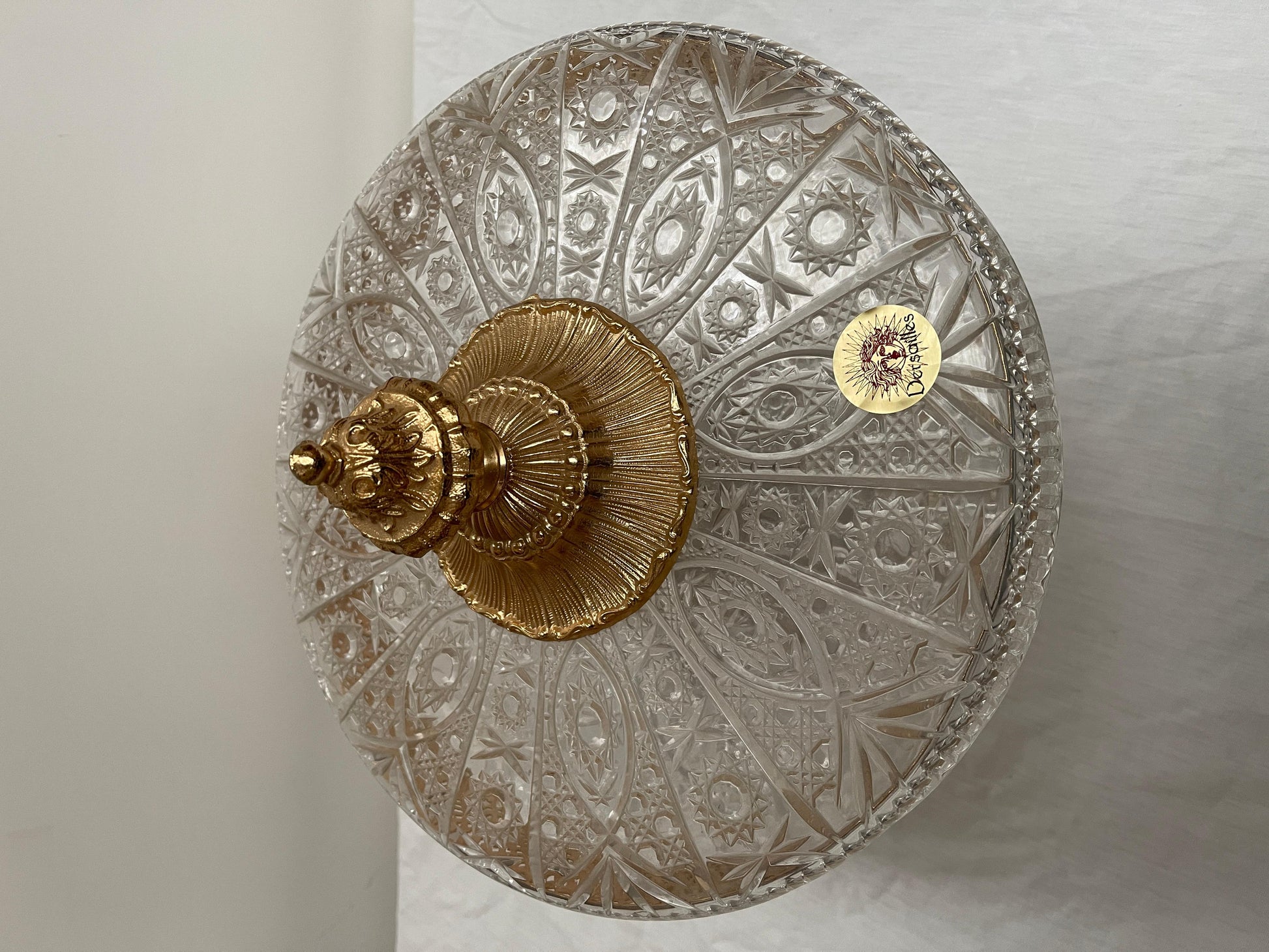 Centrotavola italiano di lusso in cristallo e bronzo dorato stile parigi anni'90