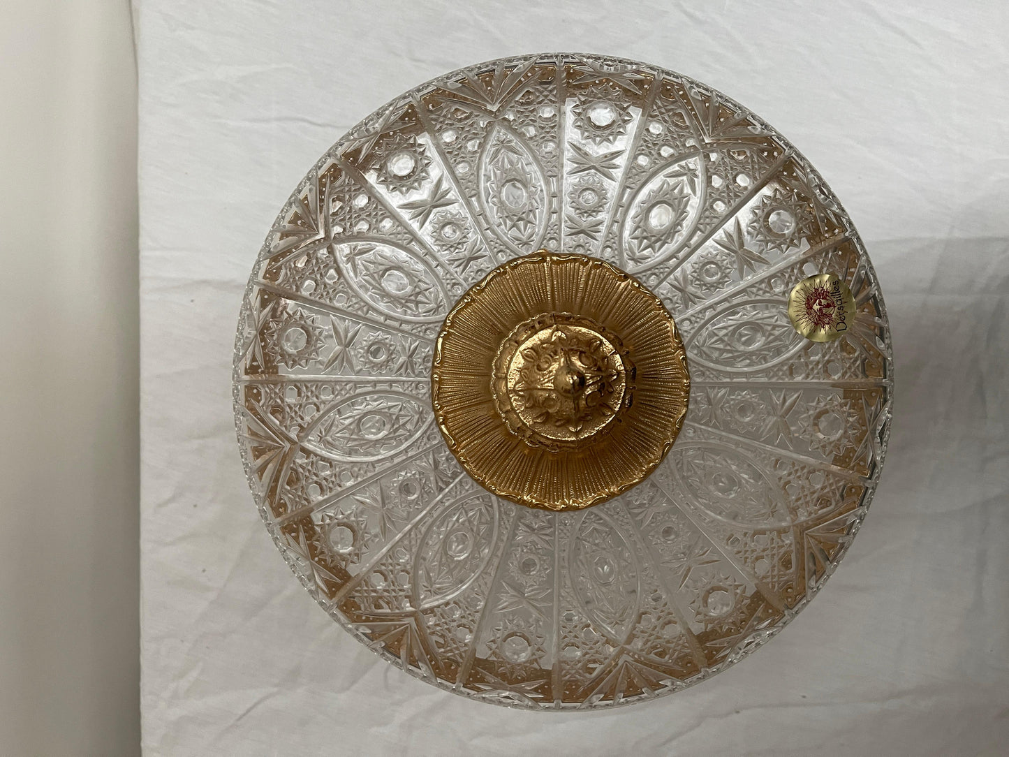 Centrotavola italiano di lusso in cristallo e bronzo dorato stile parigi anni'90