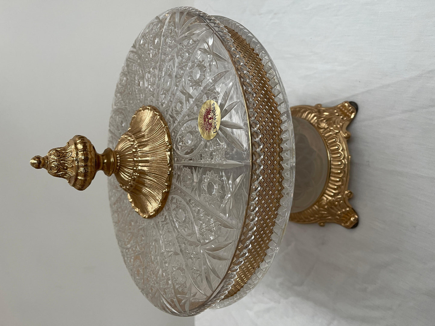 Centrotavola italiano di lusso in cristallo e bronzo dorato stile parigi anni'90