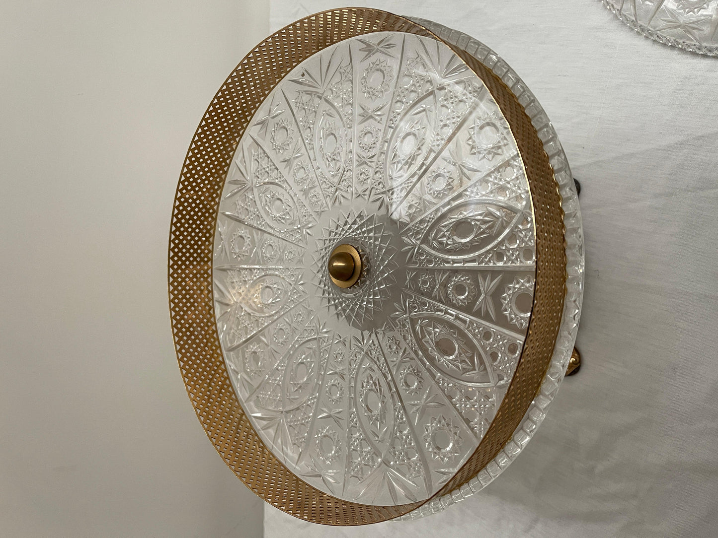 Centrotavola italiano di lusso in cristallo e bronzo dorato stile parigi anni'90