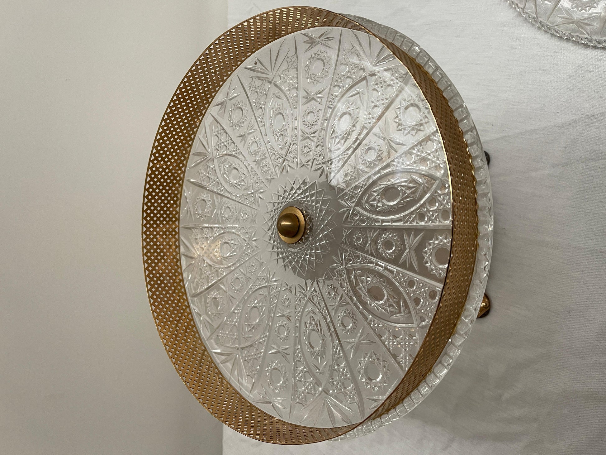 Centrotavola italiano di lusso in cristallo e bronzo dorato stile parigi anni'90