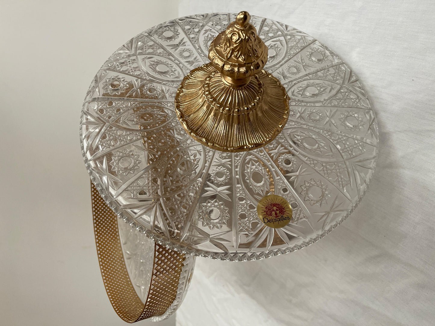 Centrotavola italiano di lusso in cristallo e bronzo dorato stile parigi anni'90