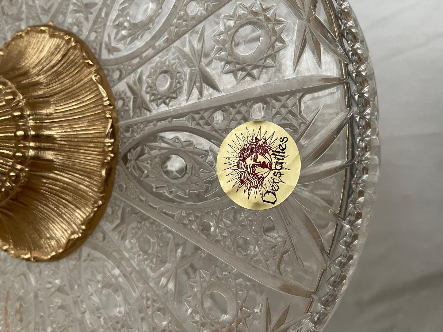 Centrotavola italiano di lusso in cristallo e bronzo dorato stile parigi anni'90