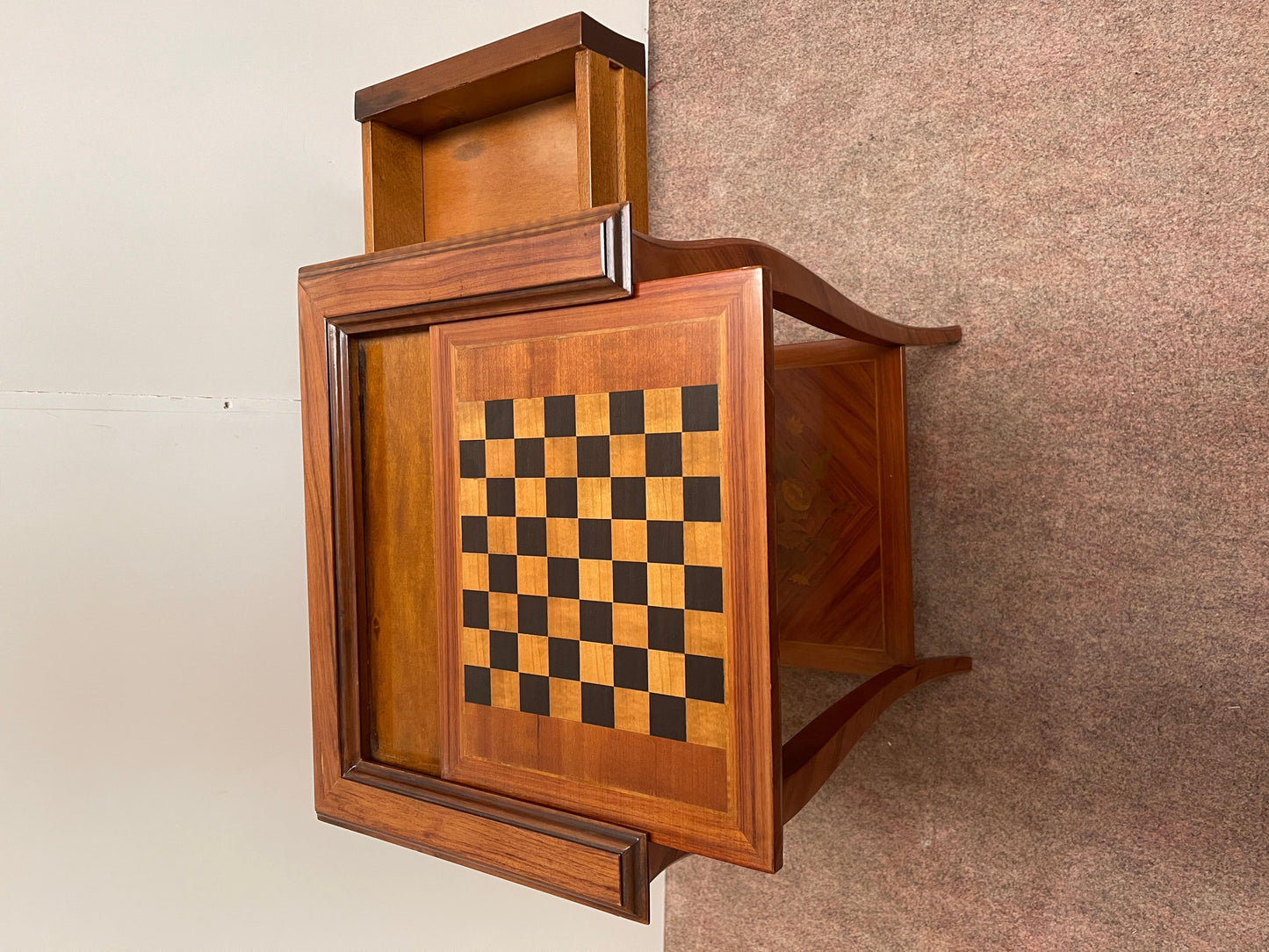 Tavolino da gioco per scacchi in legno Gueridon stile napoleon iii