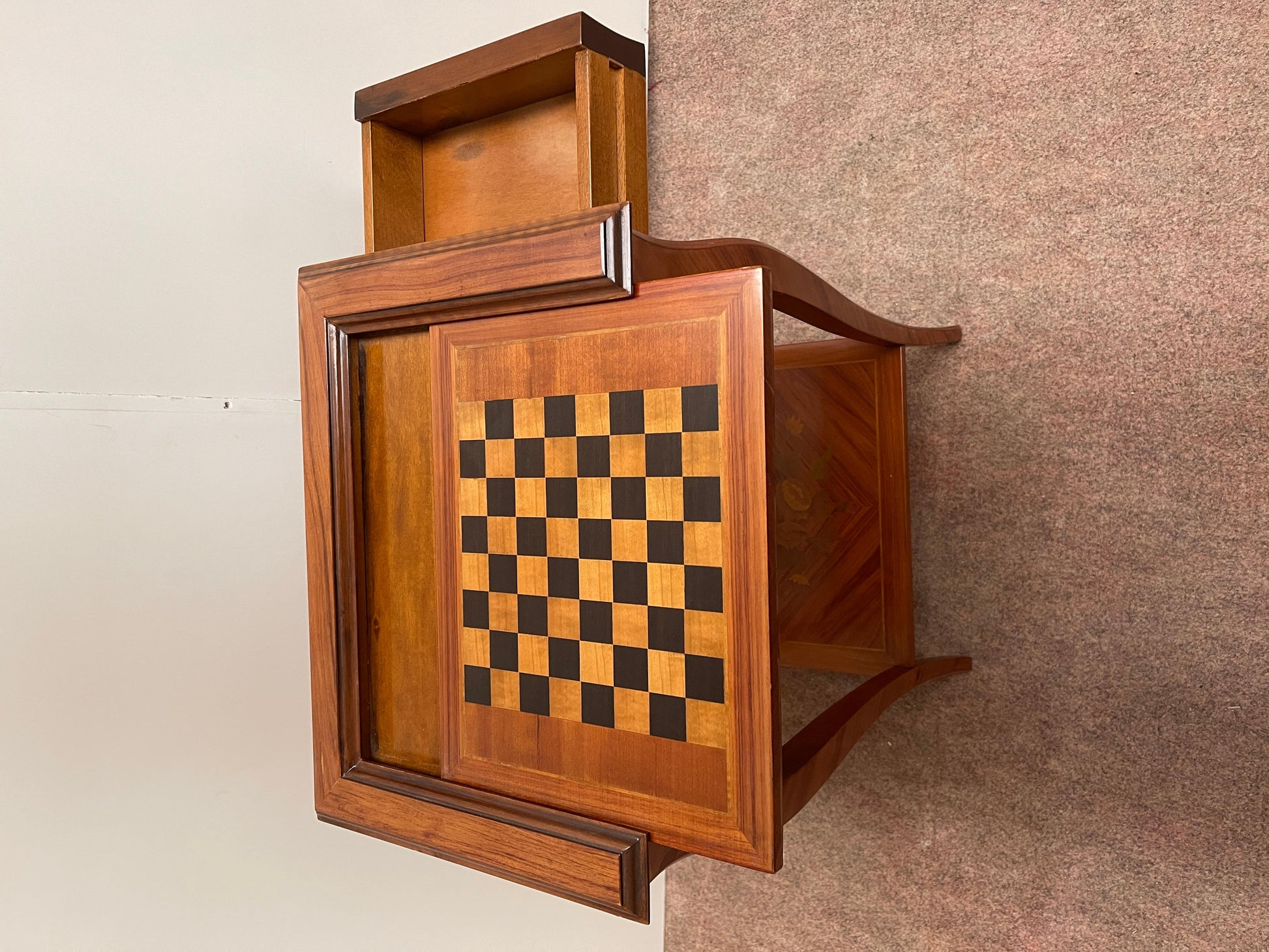 Tavolino da gioco per scacchi in legno Gueridon stile napoleon iii