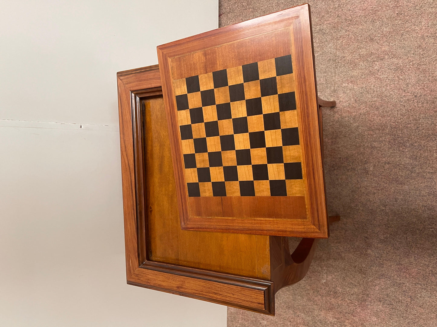 Tavolino da gioco per scacchi in legno Gueridon stile napoleon iii