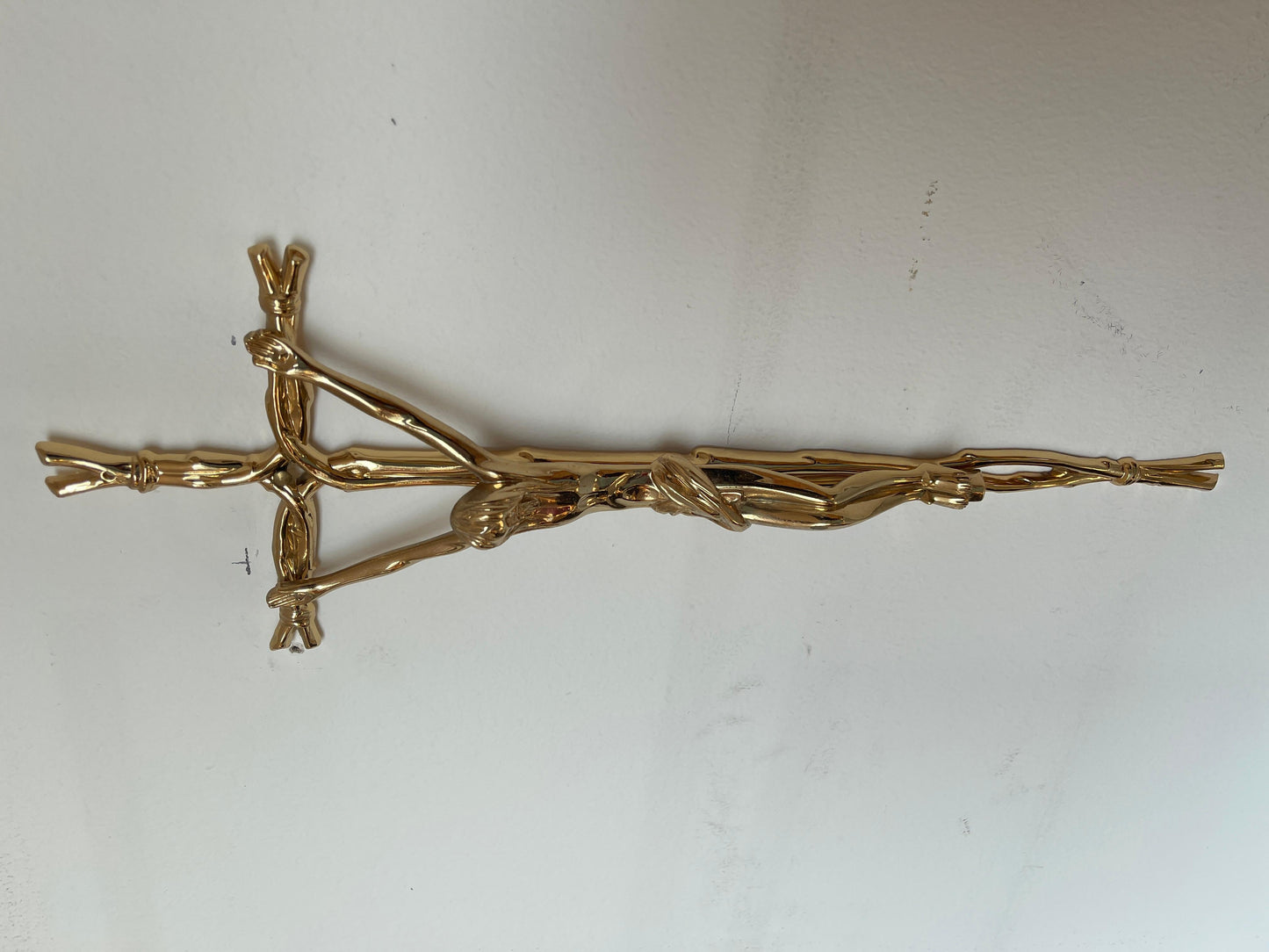 Crocifisso di gesù in bronzo placcato oro fatto a mano Italia