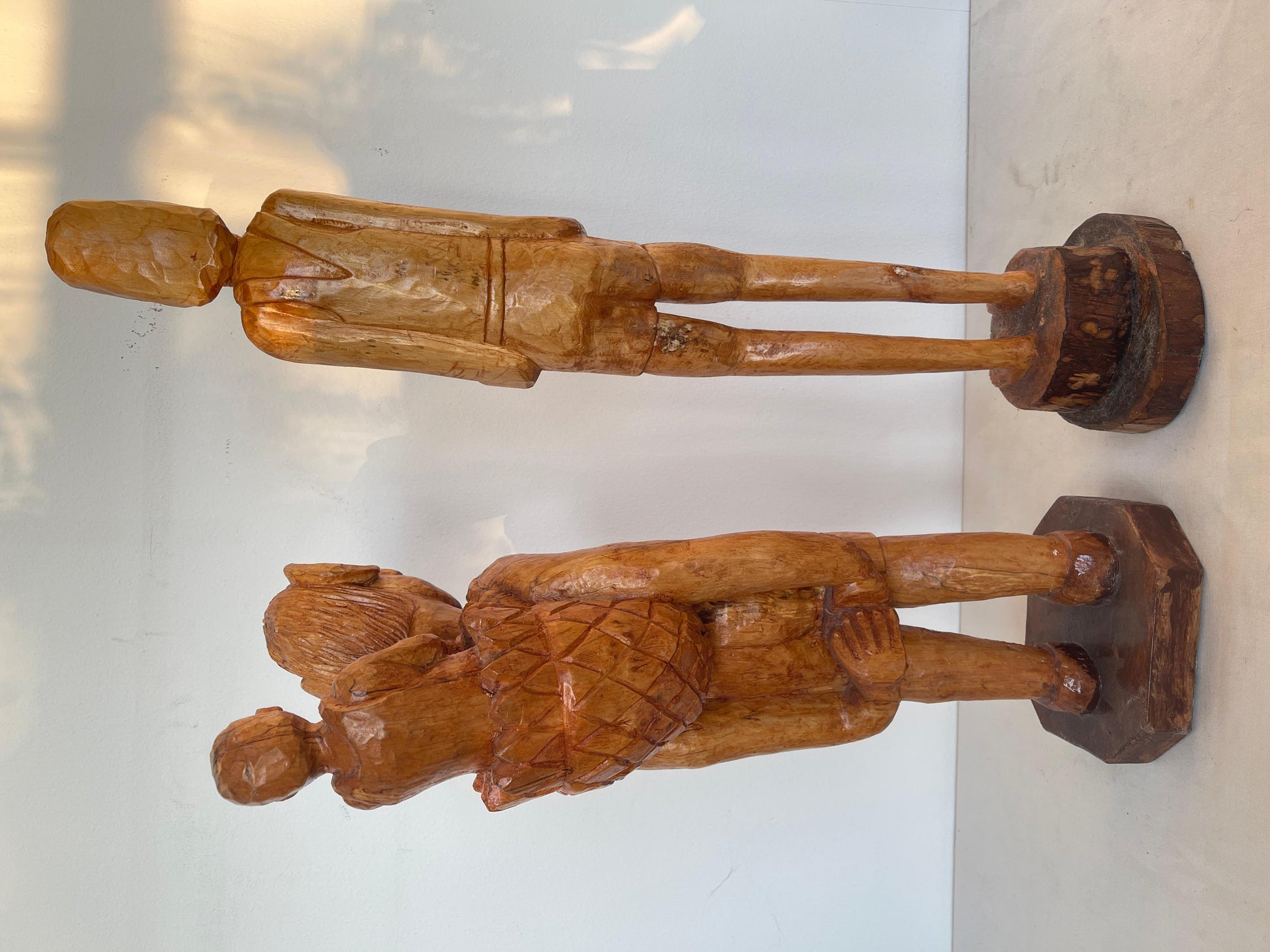 Antica scultura di coppia africana scolpita a mano anni '40