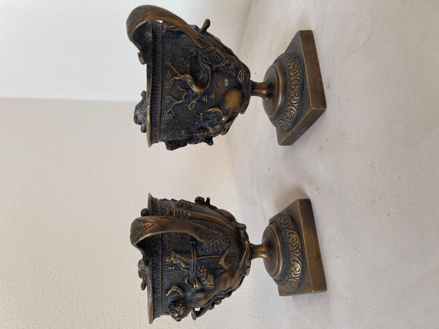 Antica Coppia di cassolette in bronzo del XIX secolo italian