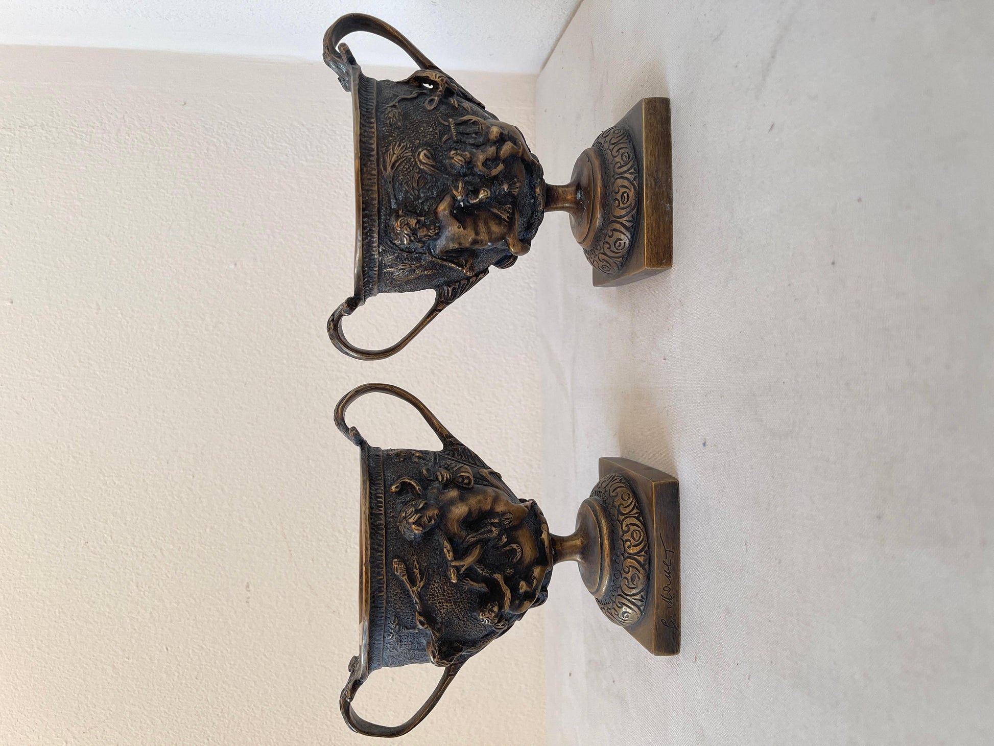 Antica Coppia di cassolette in bronzo del XIX secolo italian