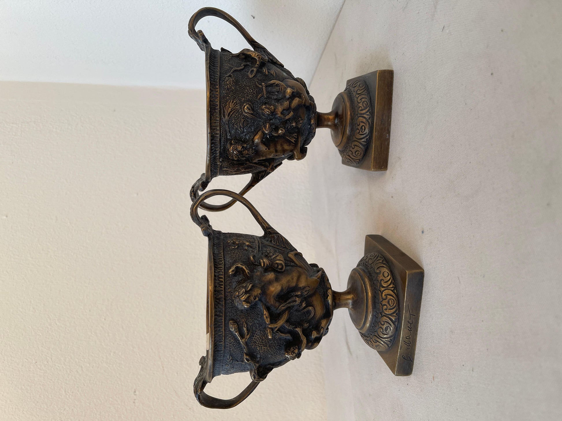 Antica Coppia di cassolette in bronzo del XIX secolo italian