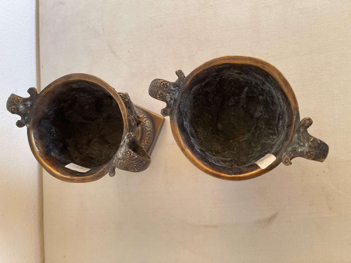 Antica Coppia di cassolette in bronzo del XIX secolo italian