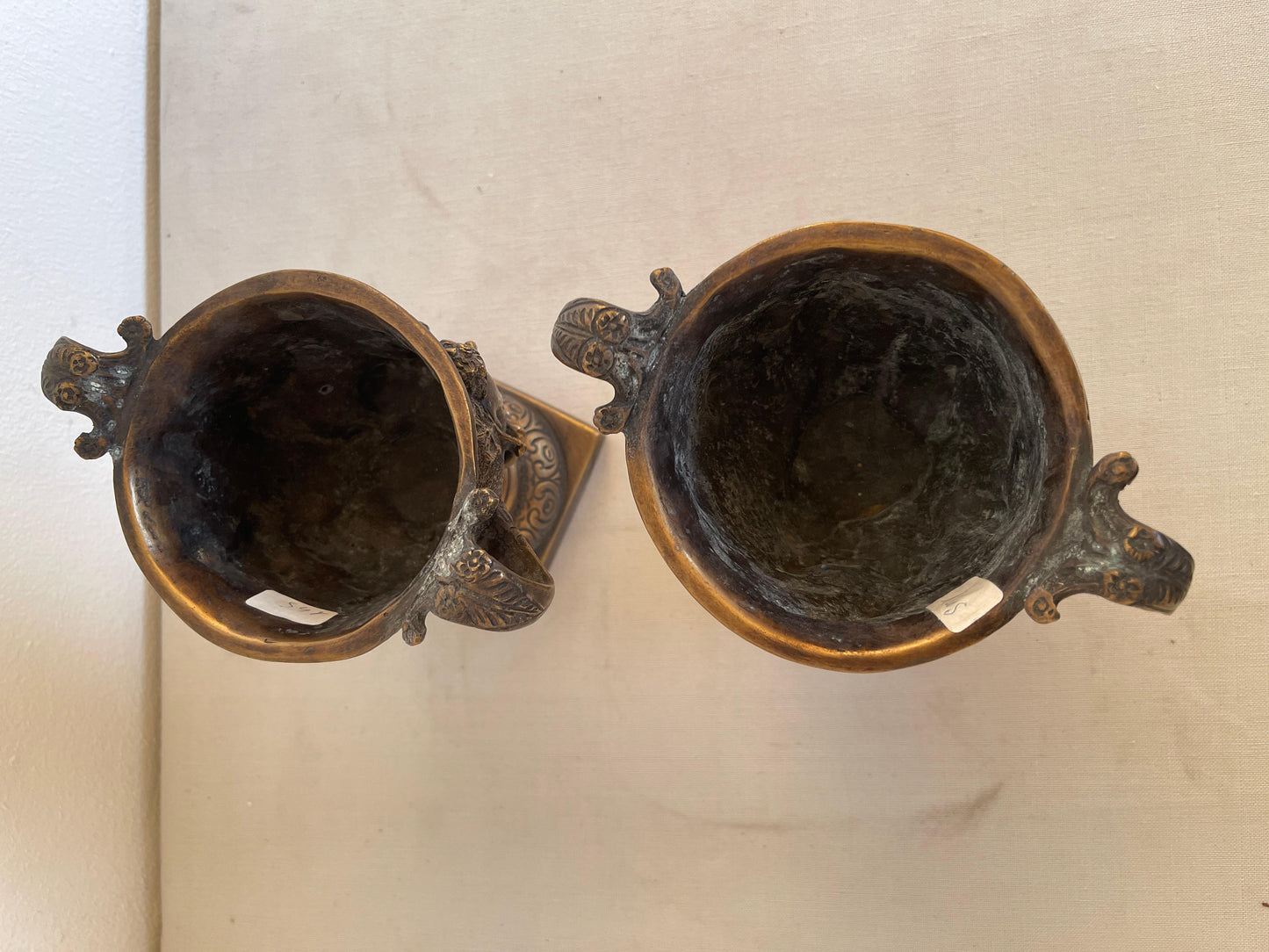 Antica Coppia di cassolette in bronzo del XIX secolo italian