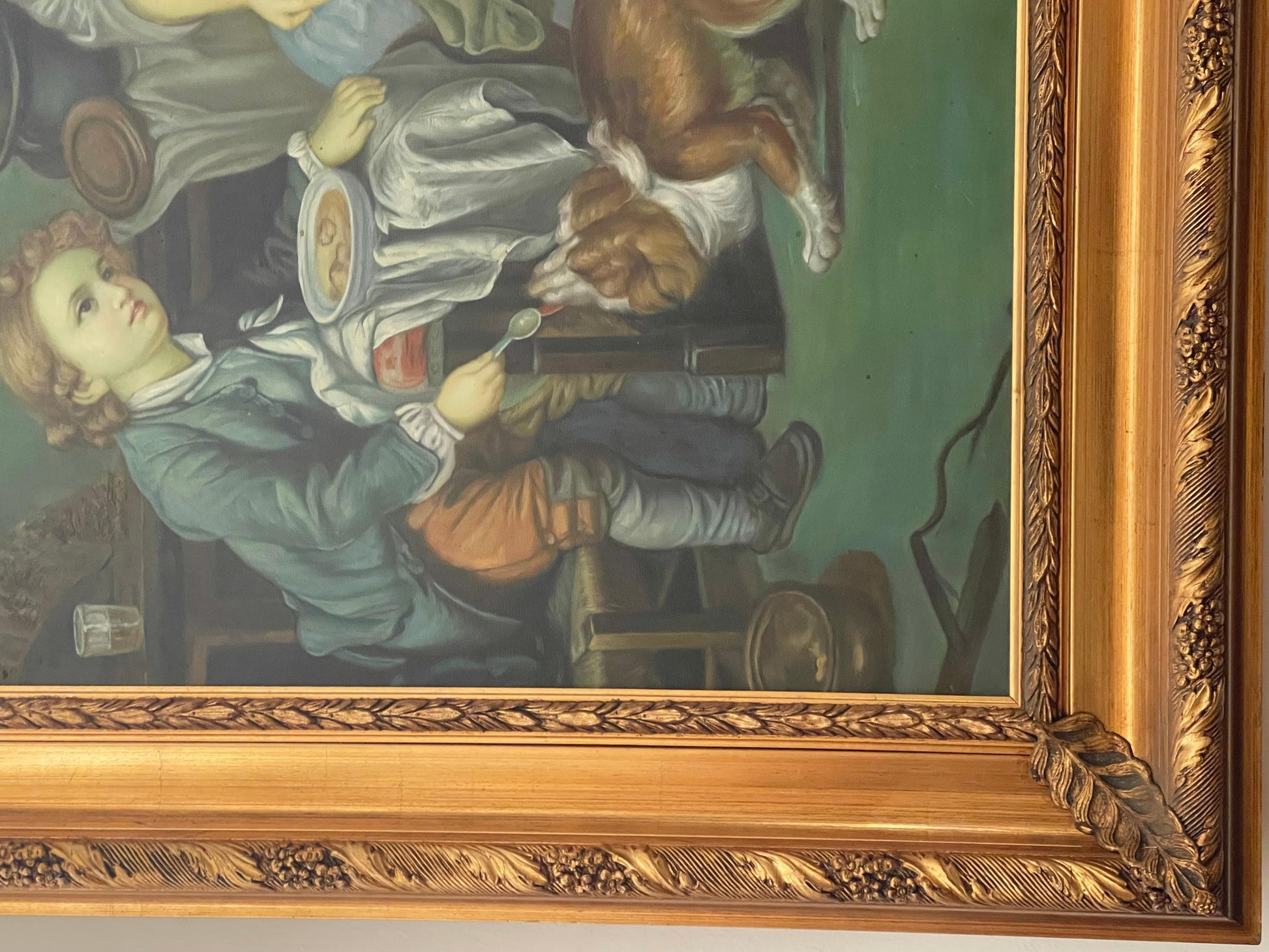 Dipinto a olio italiano in cornice dorata firmato Antonio Romano