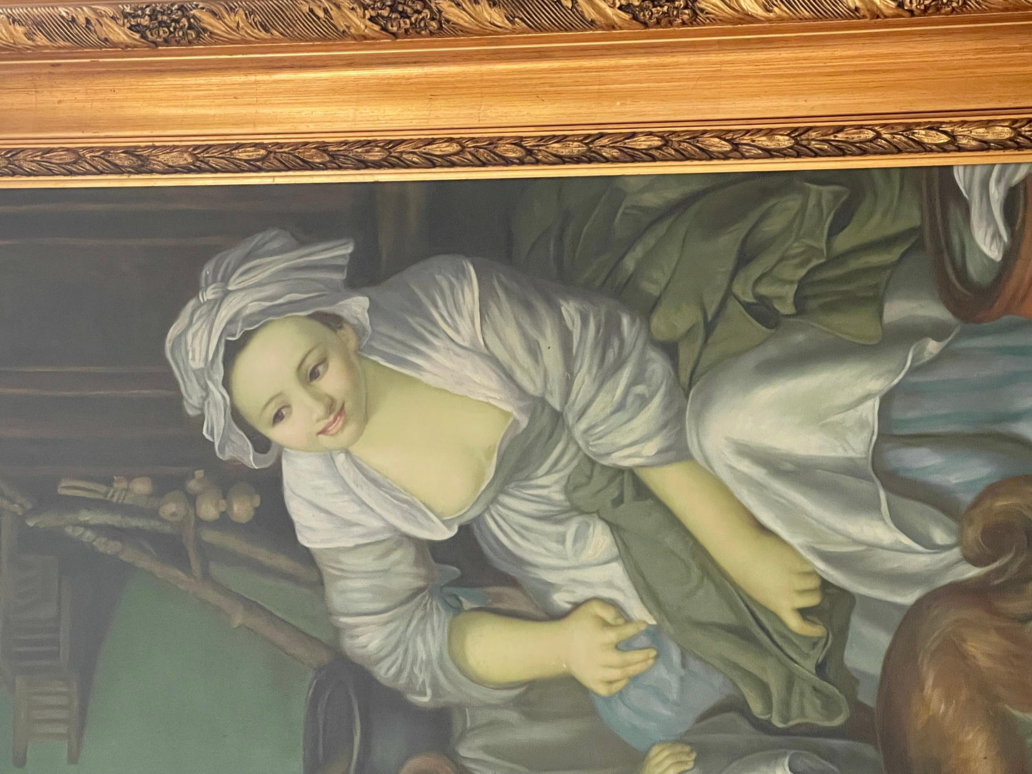 Dipinto a olio italiano in cornice dorata firmato Antonio Romano