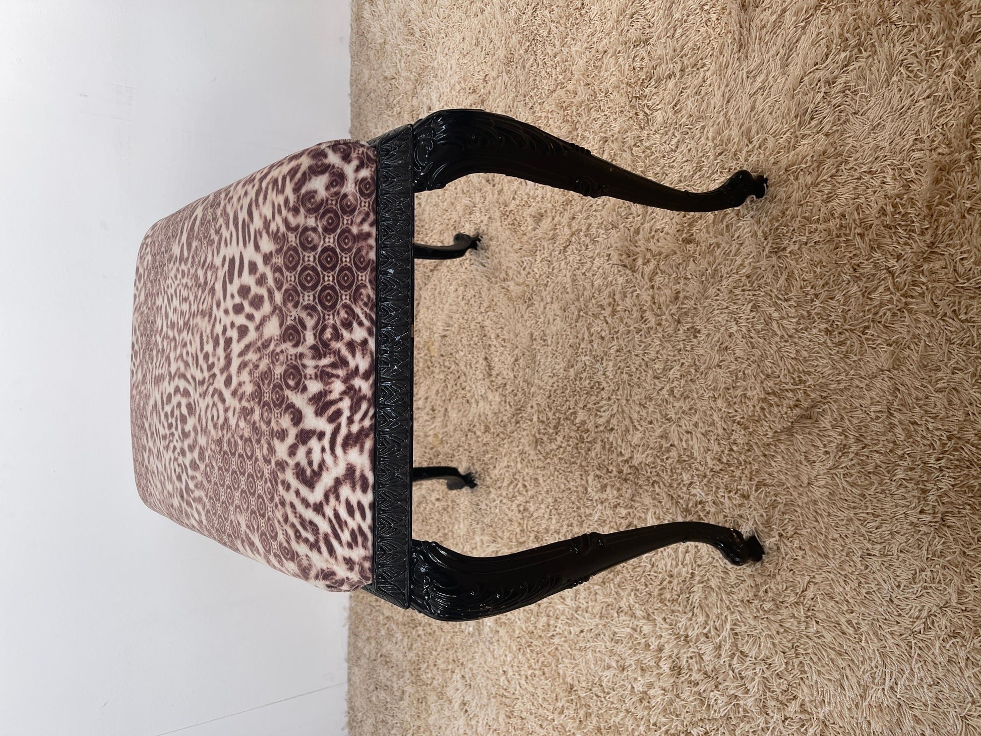 Sgabello in bronzo laccata nero italiano vintage secolo XX