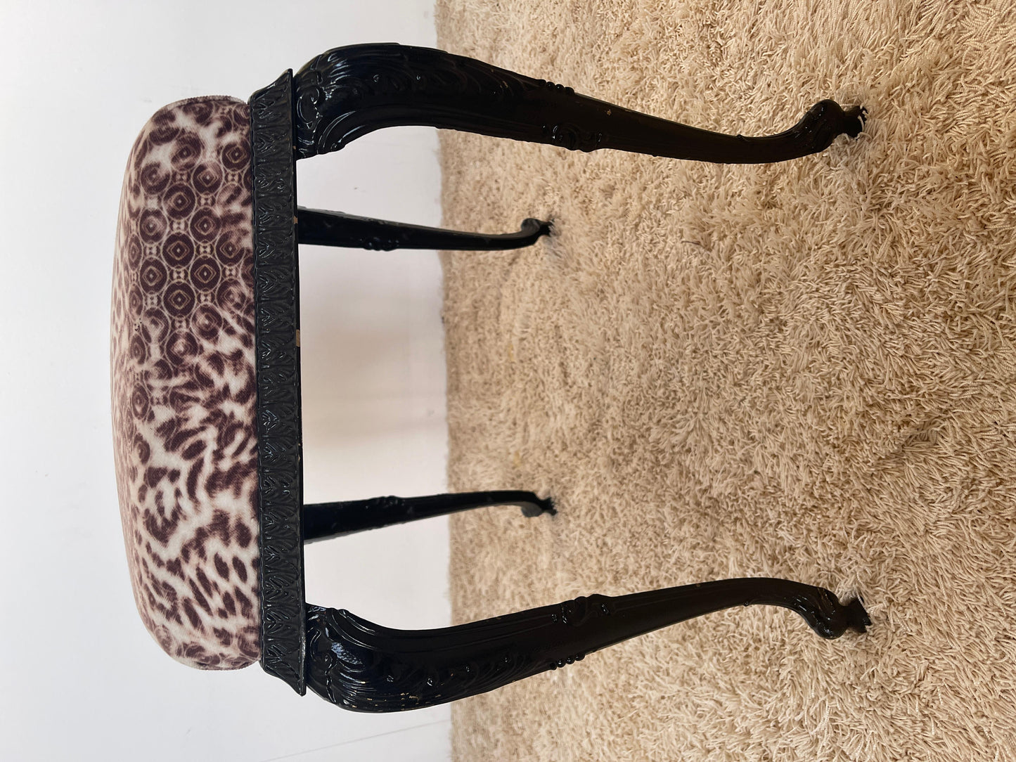 Sgabello in bronzo laccata nero italiano vintage secolo XX