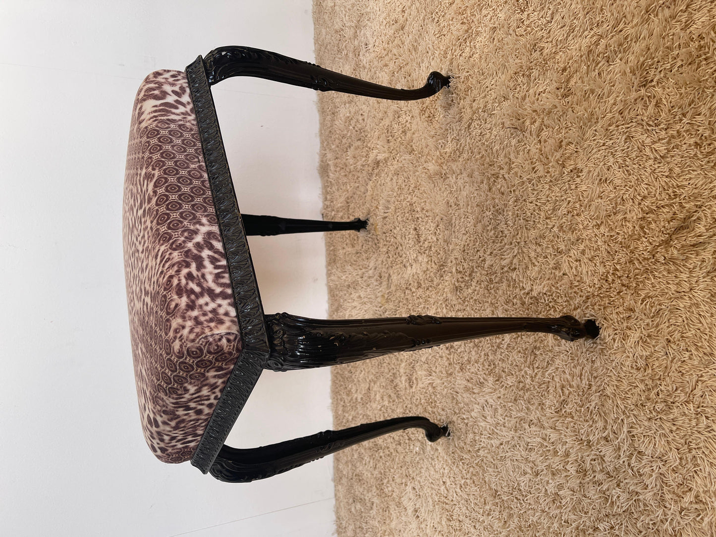 Sgabello in bronzo laccata nero italiano vintage secolo XX