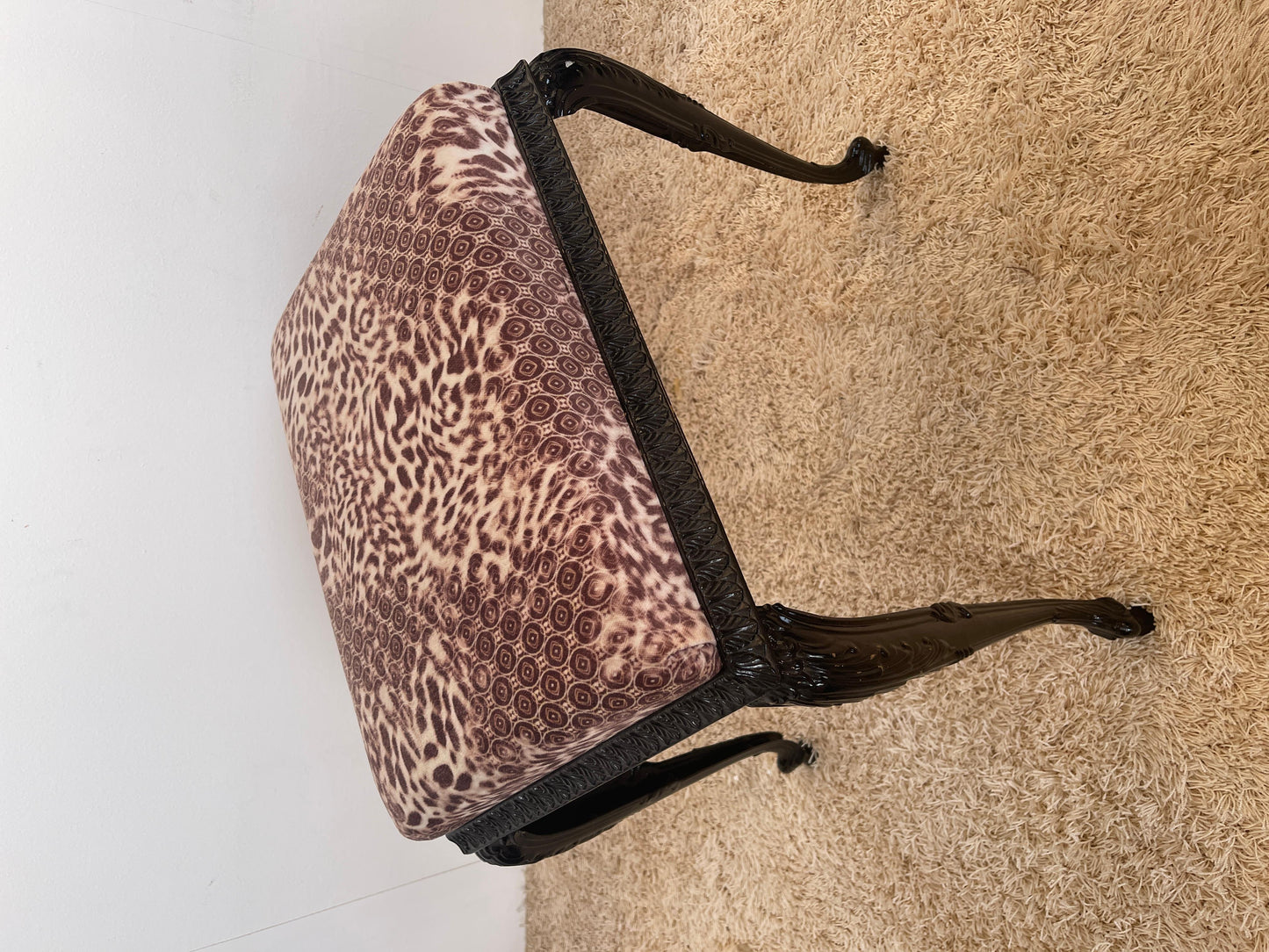 Sgabello in bronzo laccata nero italiano vintage secolo XX