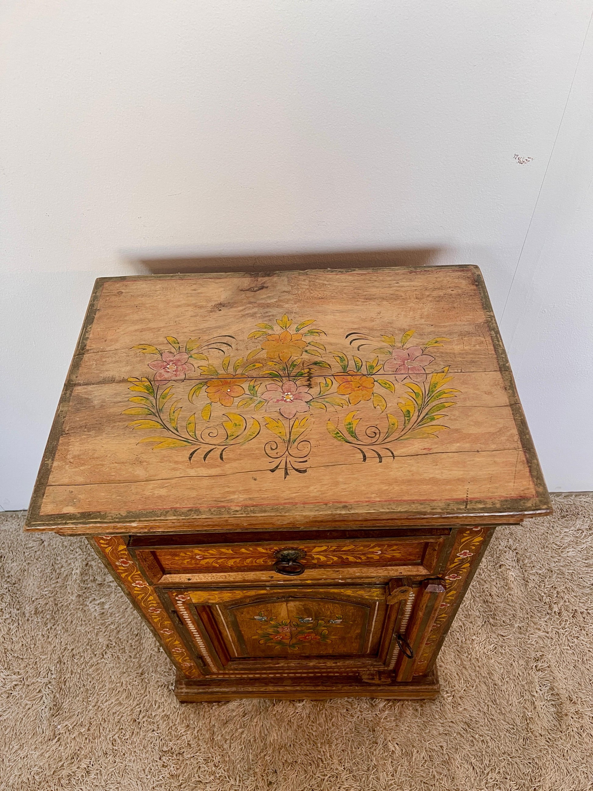 Mobiletto comodini antico dipinto italia anni '50