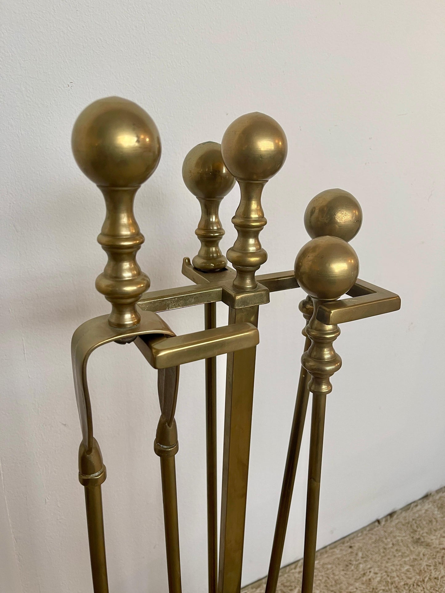 Attrezzi da camino in ottone italiano stile imperio anni '60