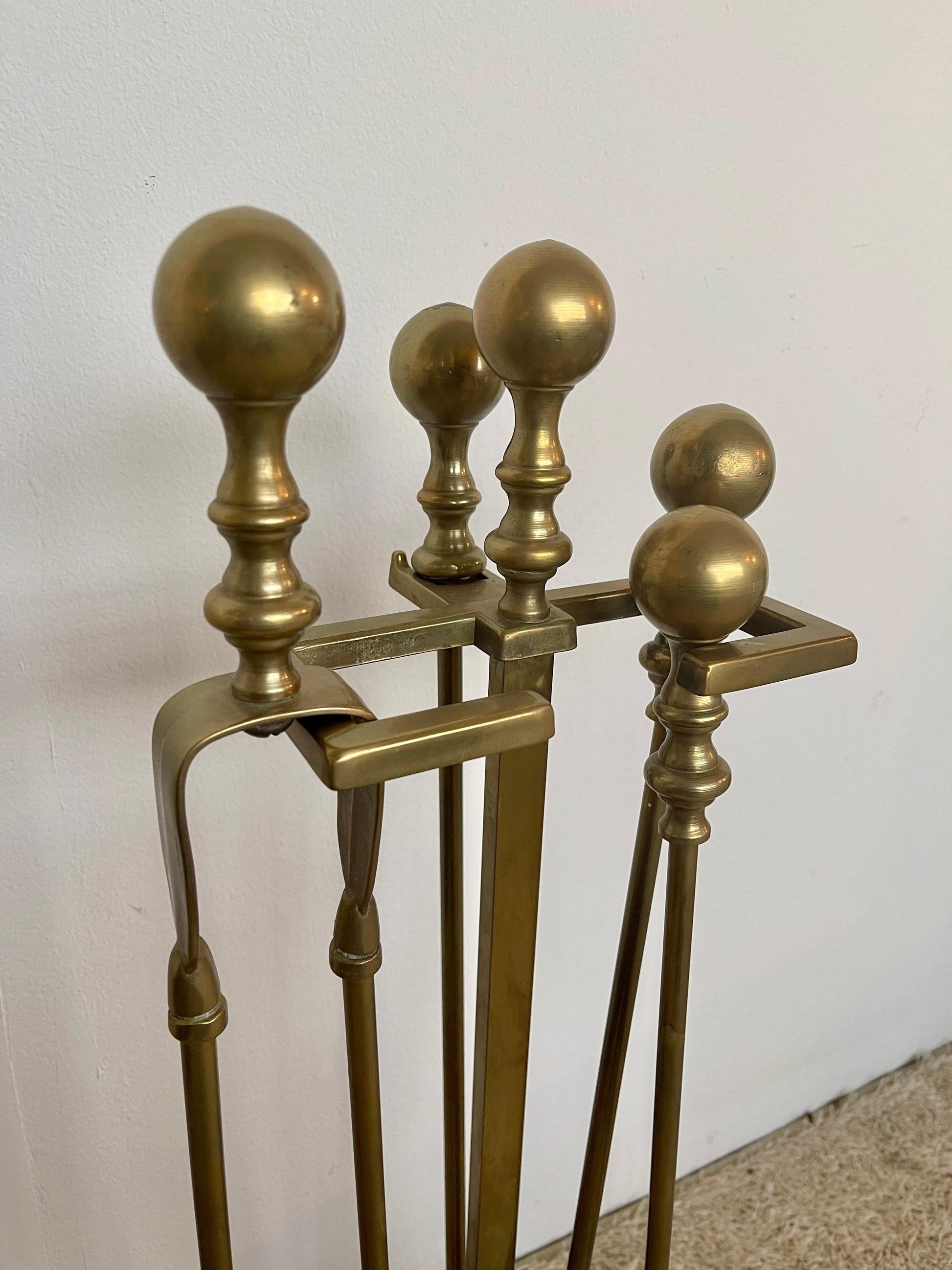 Attrezzi da camino in ottone italiano stile imperio anni '60