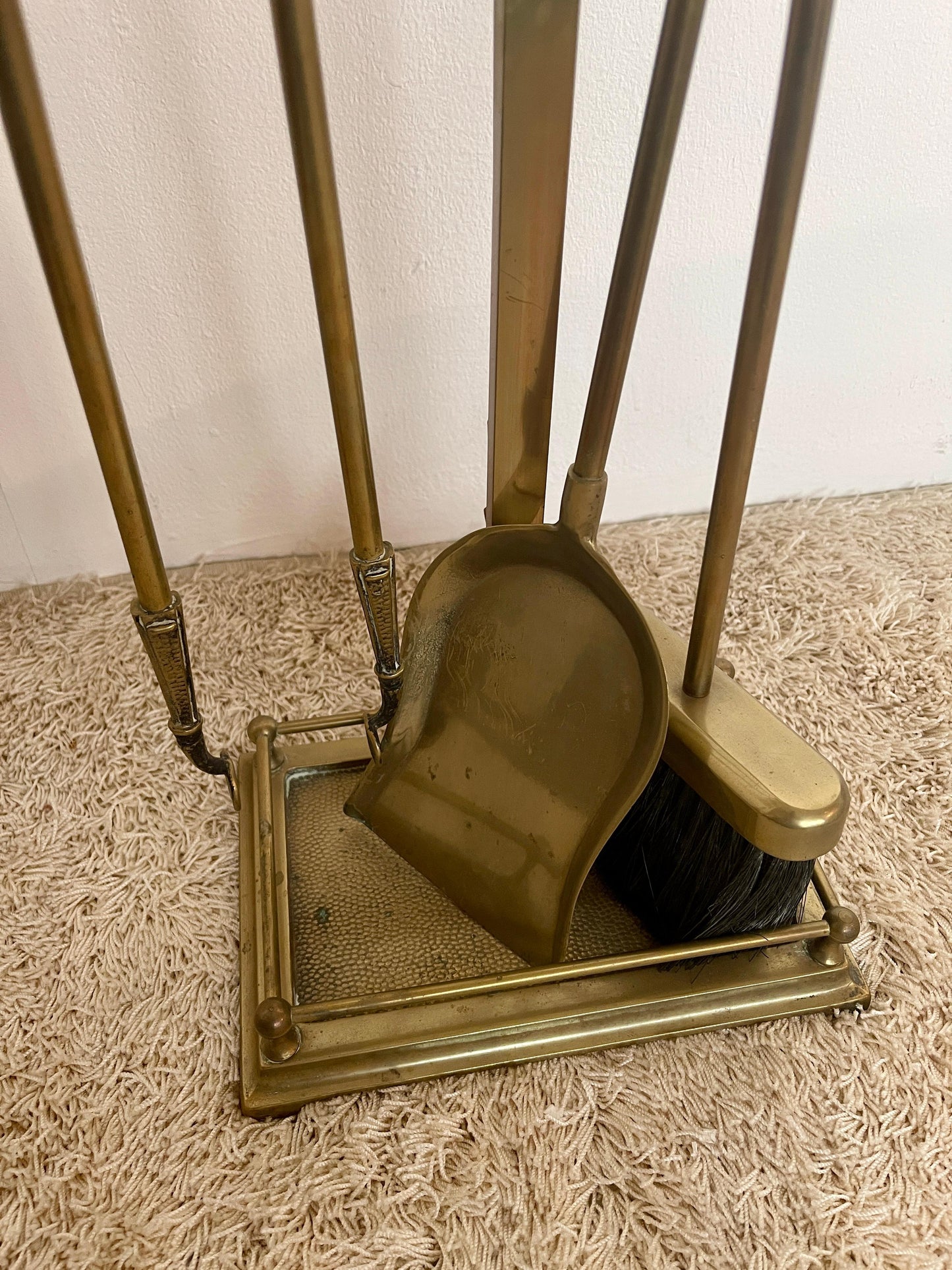 Attrezzi da camino in ottone italiano stile imperio anni '60