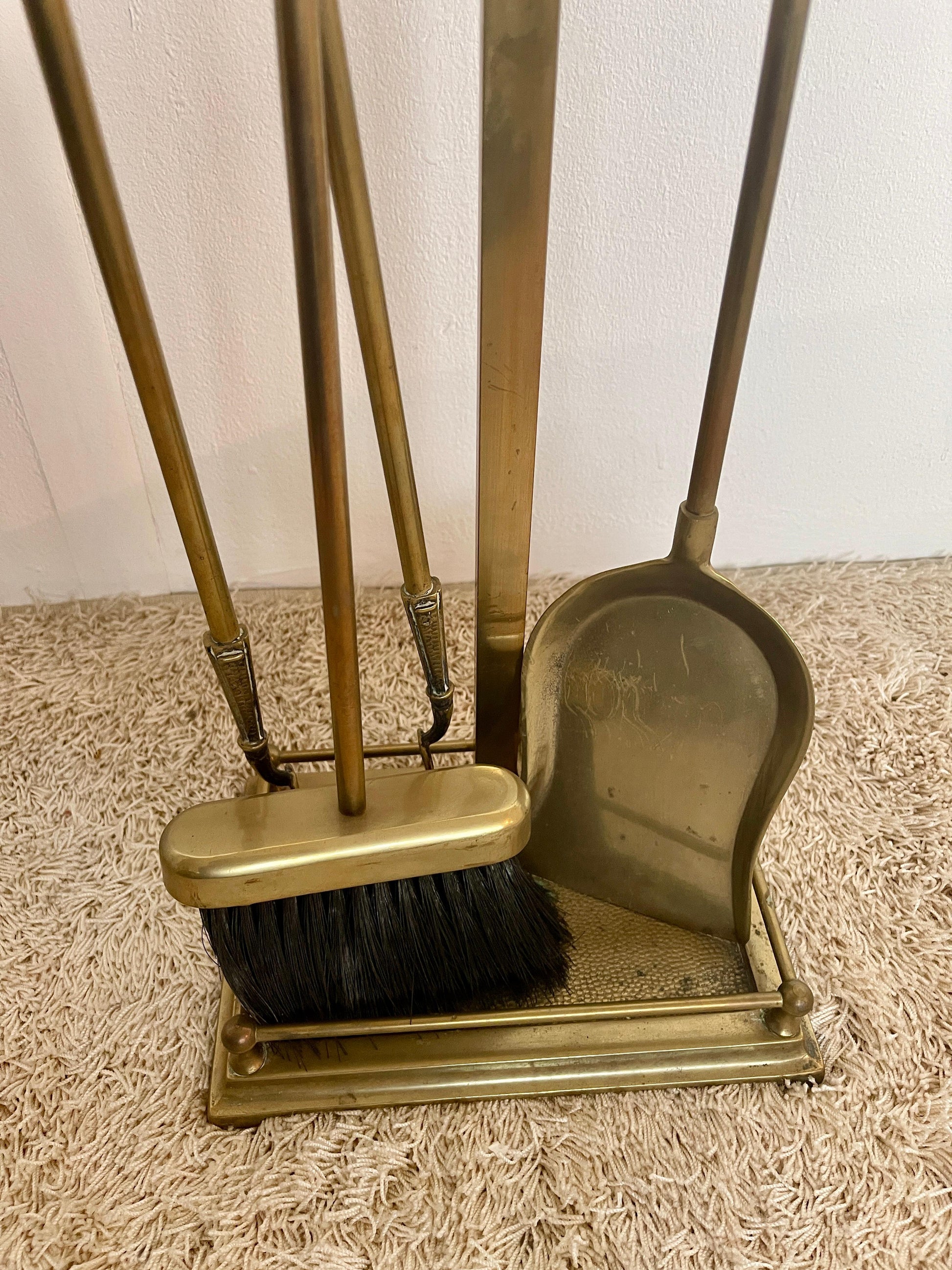 Attrezzi da camino in ottone italiano stile imperio anni '60