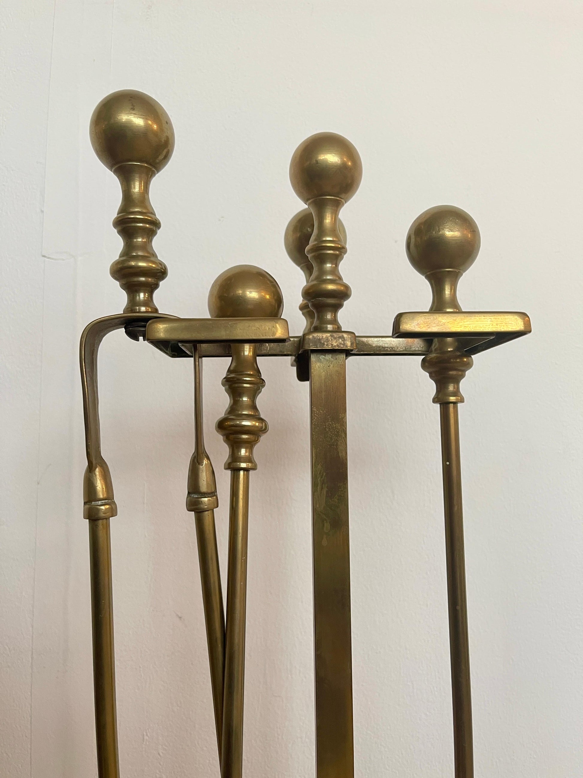 Attrezzi da camino in ottone italiano stile imperio anni '60