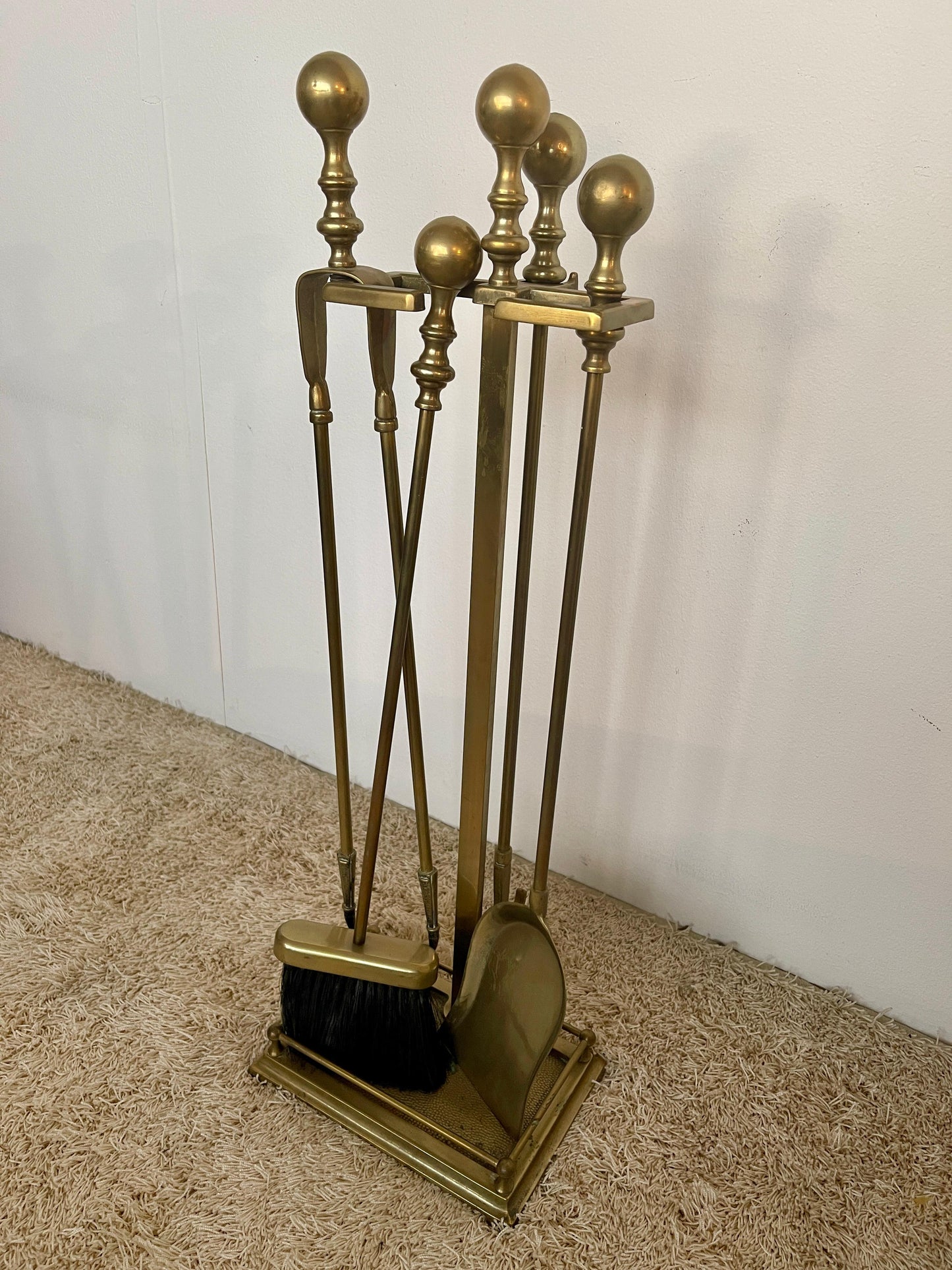 Attrezzi da camino in ottone italiano stile imperio anni '60