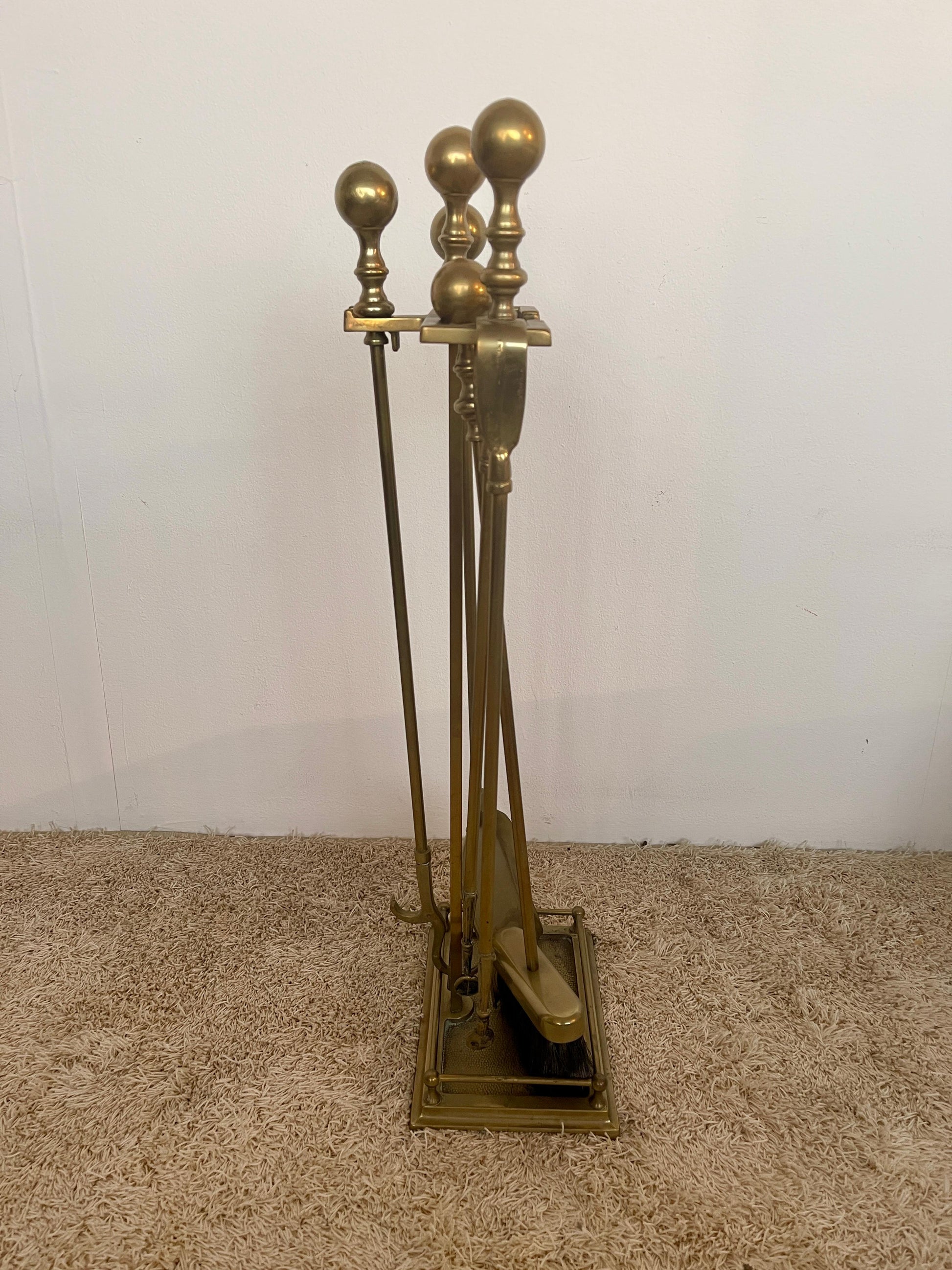 Attrezzi da camino in ottone italiano stile imperio anni '60