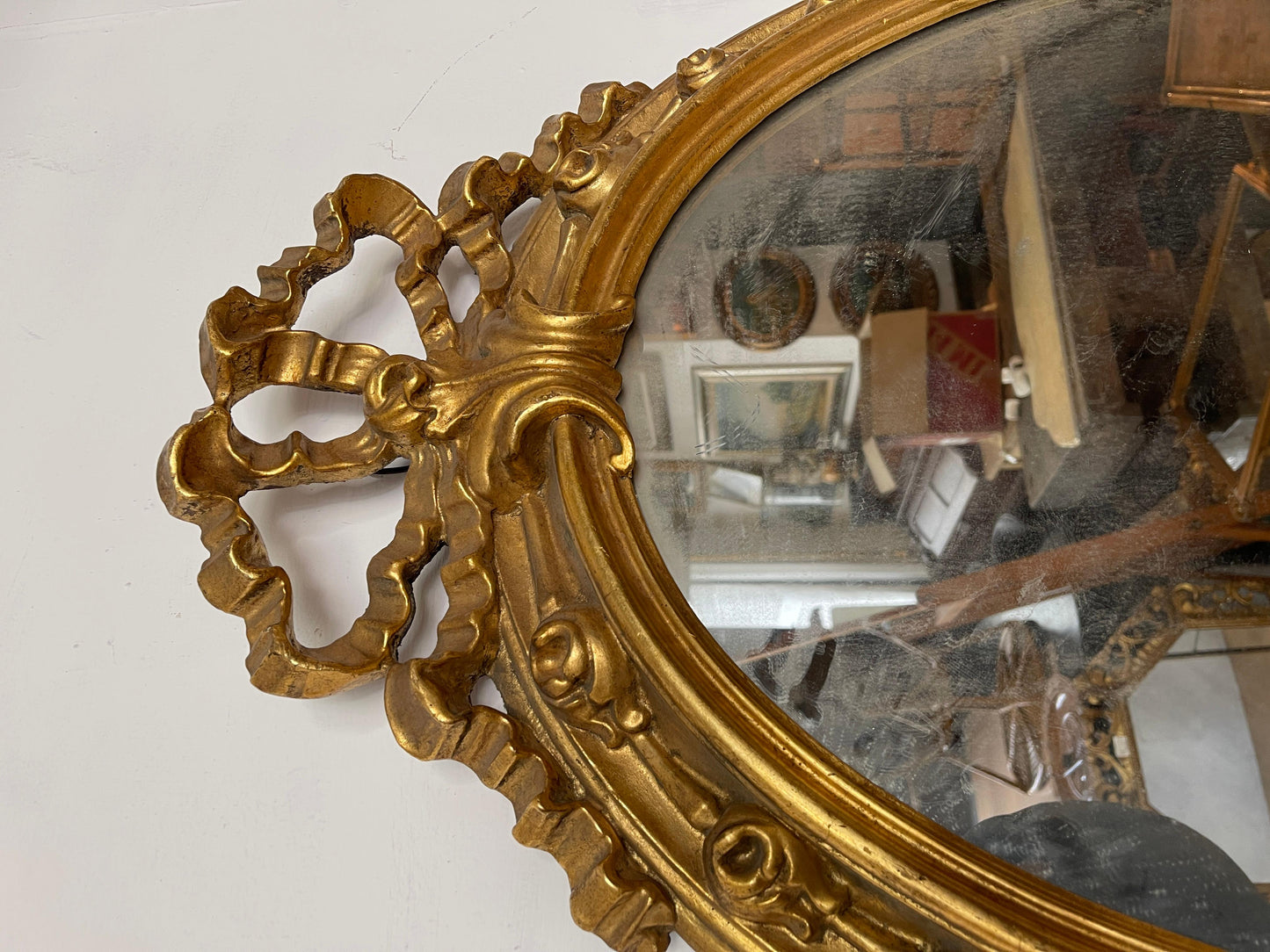 Antica specchiera in foglia oro francese secolo XIX