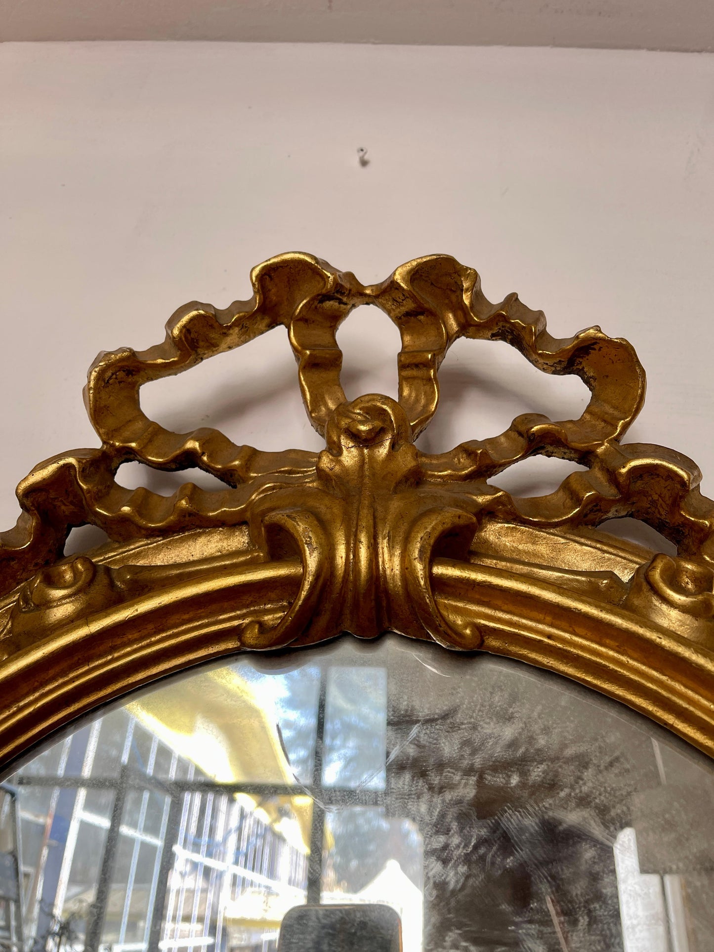 Antica specchiera in foglia oro francese secolo XIX