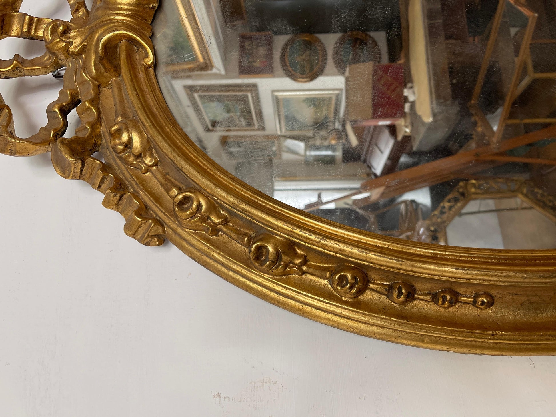 Antica specchiera in foglia oro francese secolo XIX