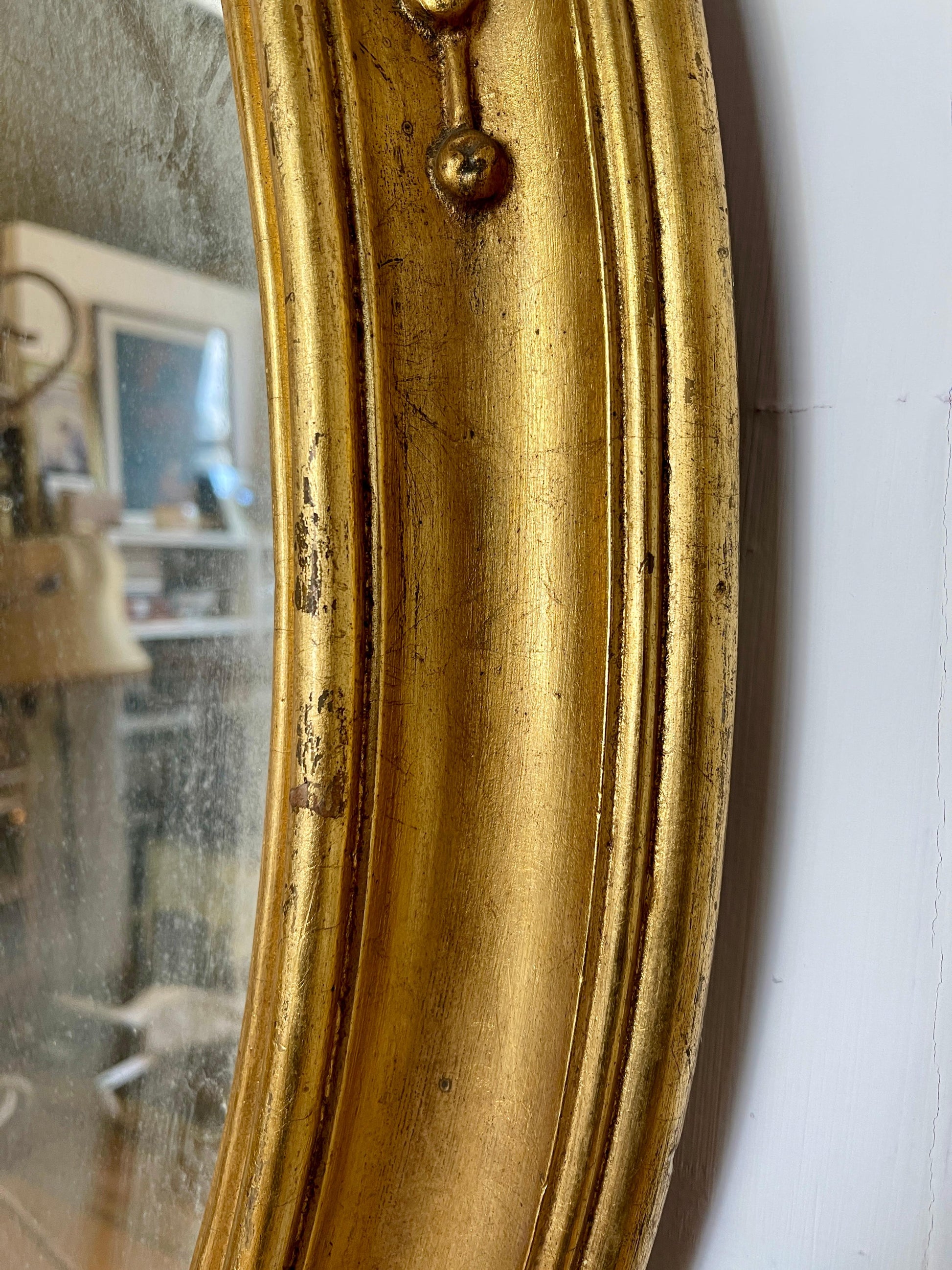 Antica specchiera in foglia oro francese secolo XIX