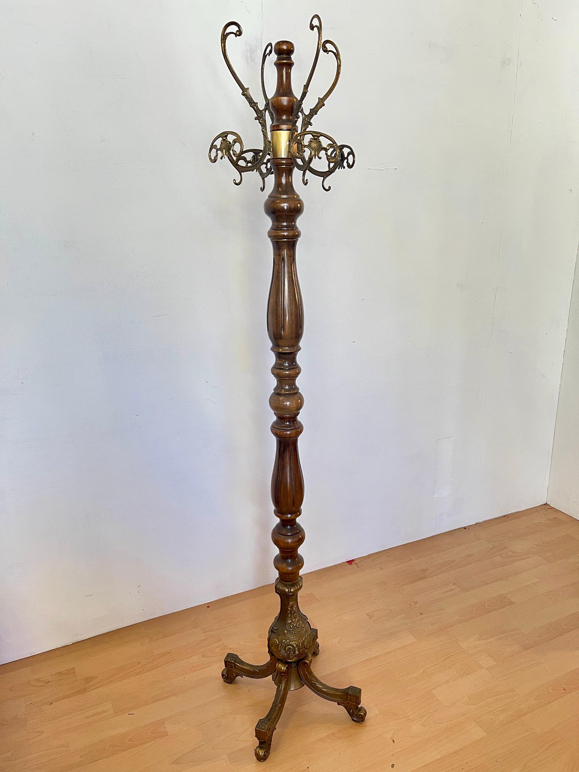 Appendiabiti classico in stile italiano in legno e bronzo degli anni '40